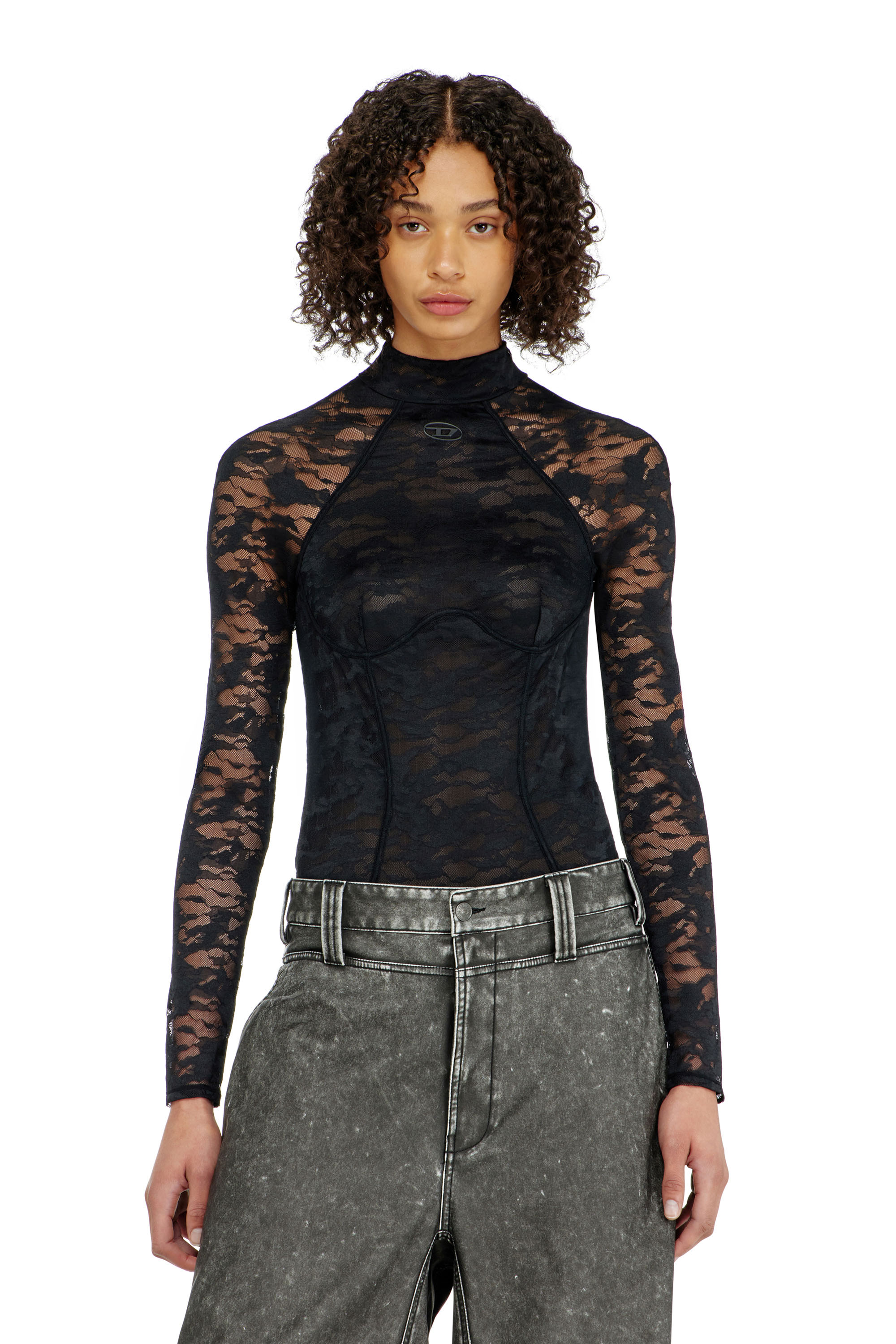 Diesel - VIVIAN-UTLT, Woman's Bodysuit in nylon lace with open back in null - 2