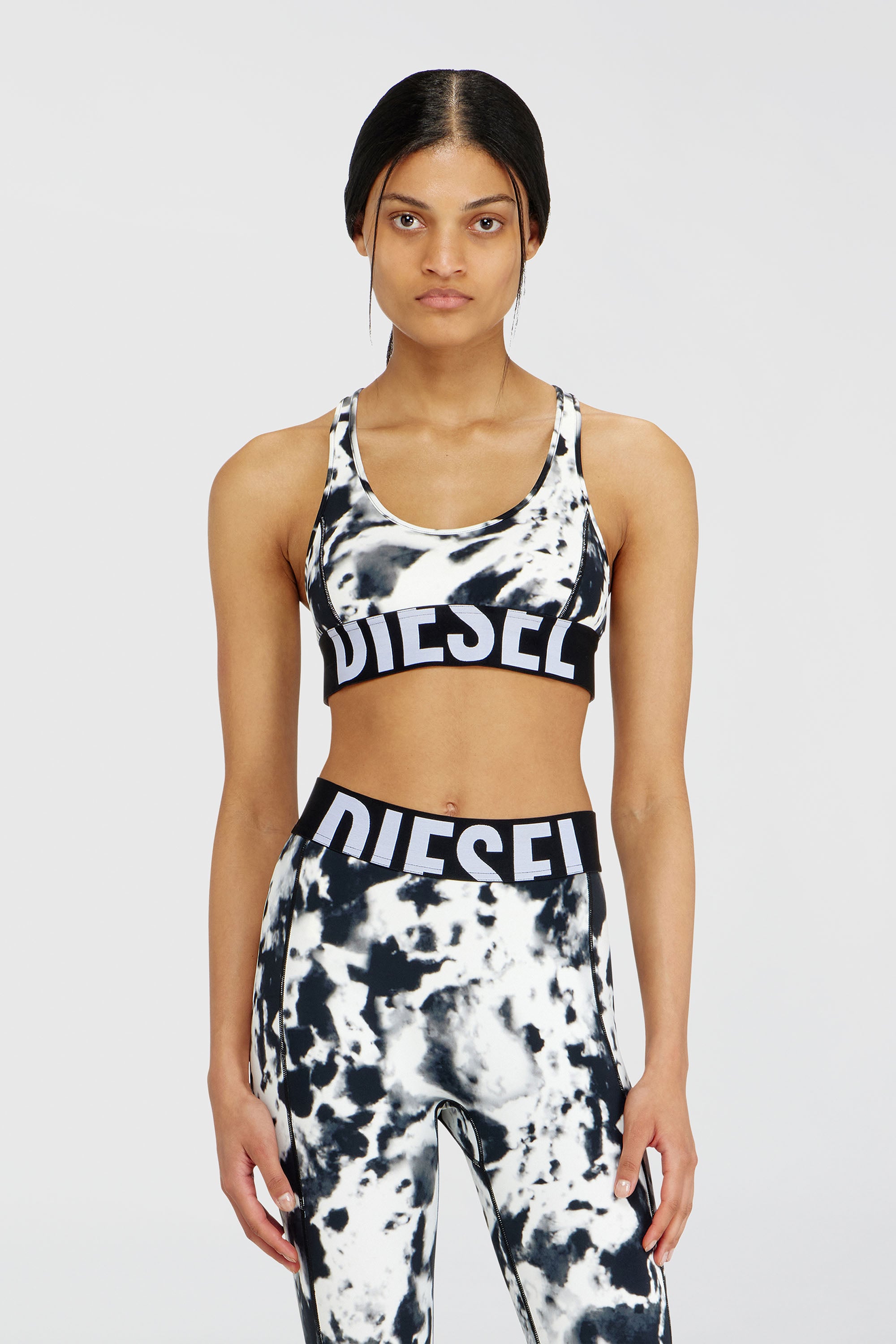 Diesel - ALLISON-D-POP, Woman's Sports bra in printed microfibre in White/Black - 2