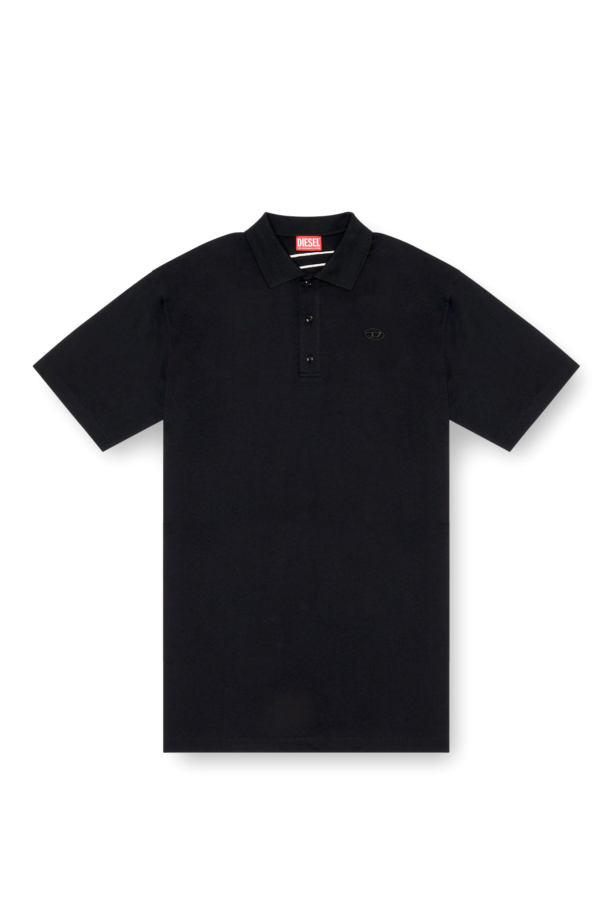 Diesel - T-VORT-MEGOVAL-D, Man's Polo shirt with maxi oval D embroidery in Black - 3