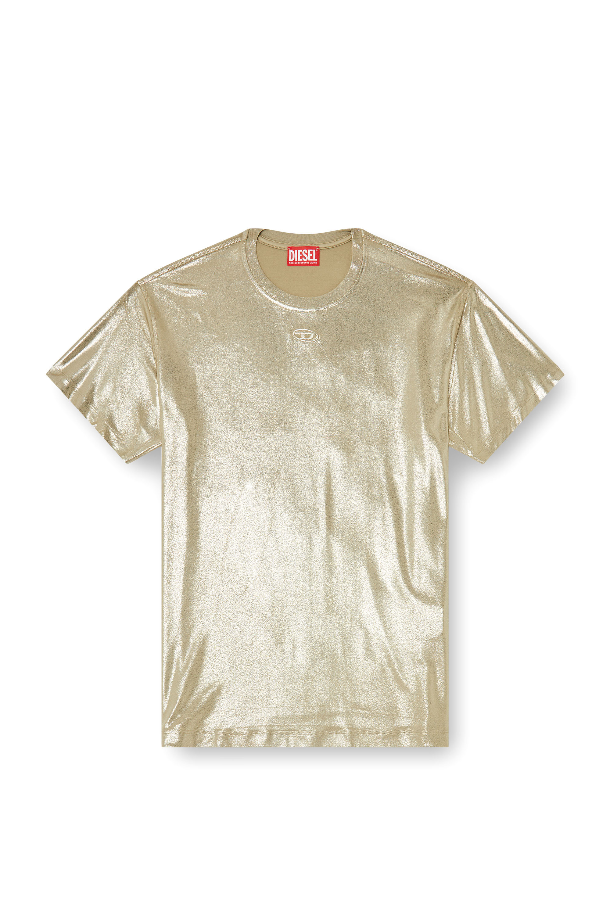 Diesel - T-NORMY-AA2, Woman's Jersey T-shirt with metallic finish in Beige - 2