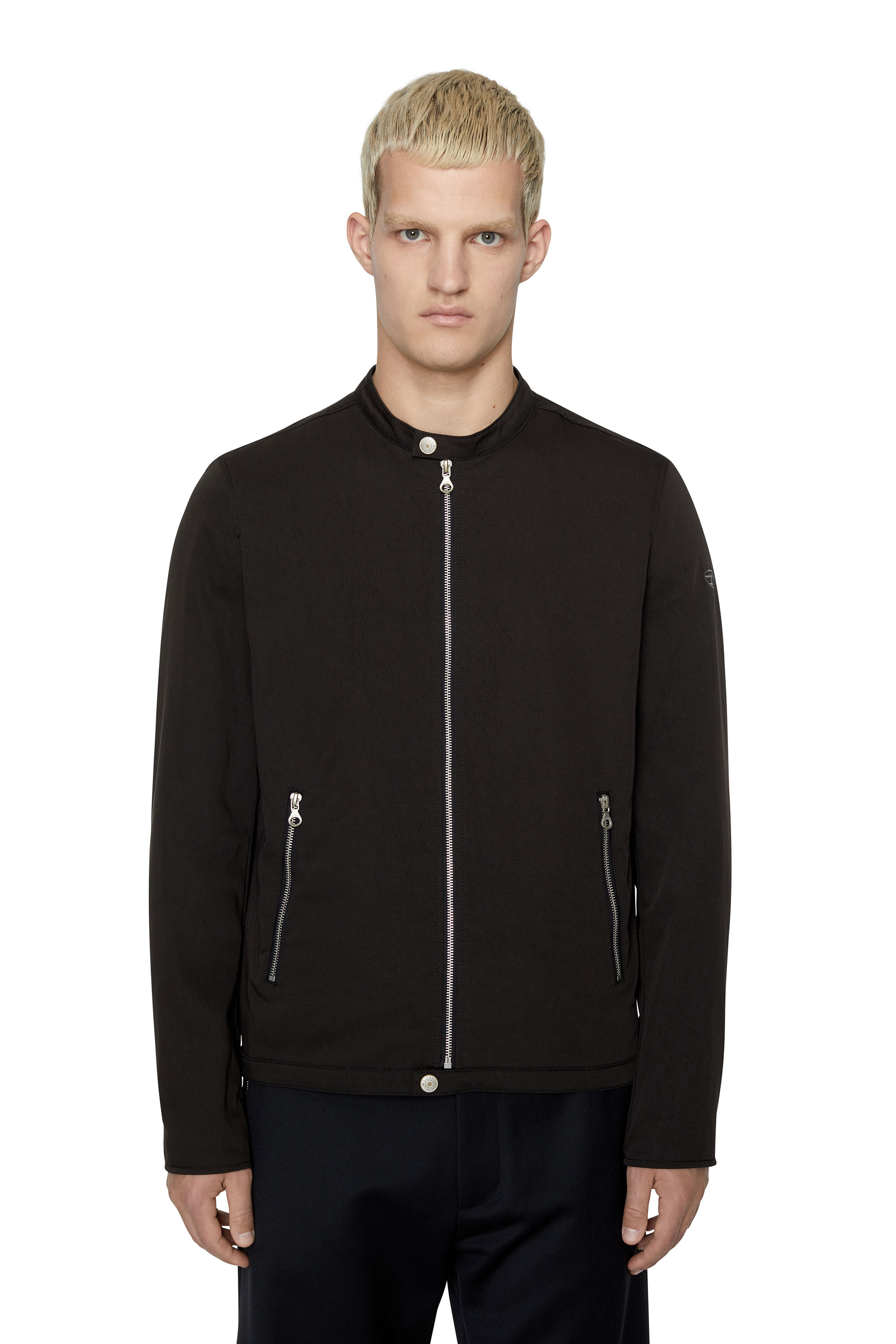 Diesel - J-GLORY-NW, Man Biker jacket in cotton-touch nylon in Black - Image 1