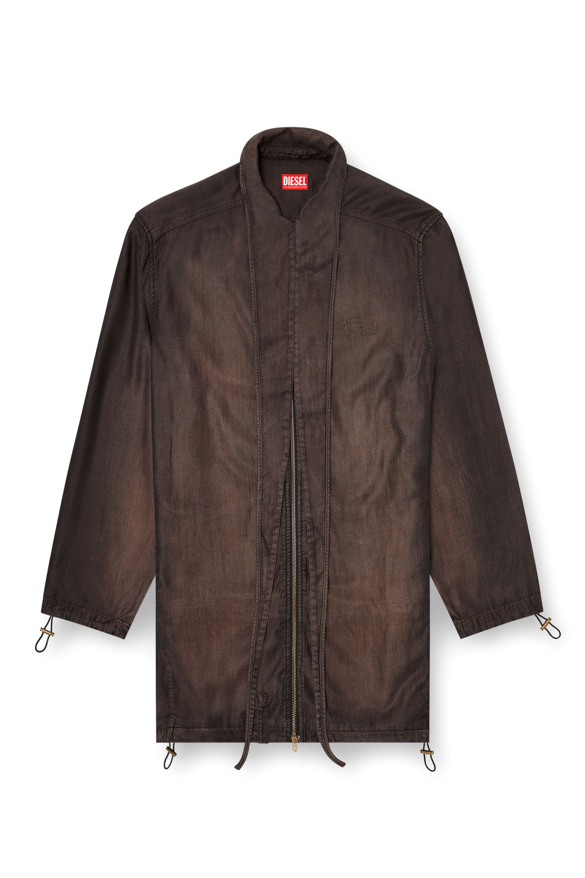 Diesel - DE-TROIT-S, Woman's Light jacket in fluid coated denim in Brown - 3