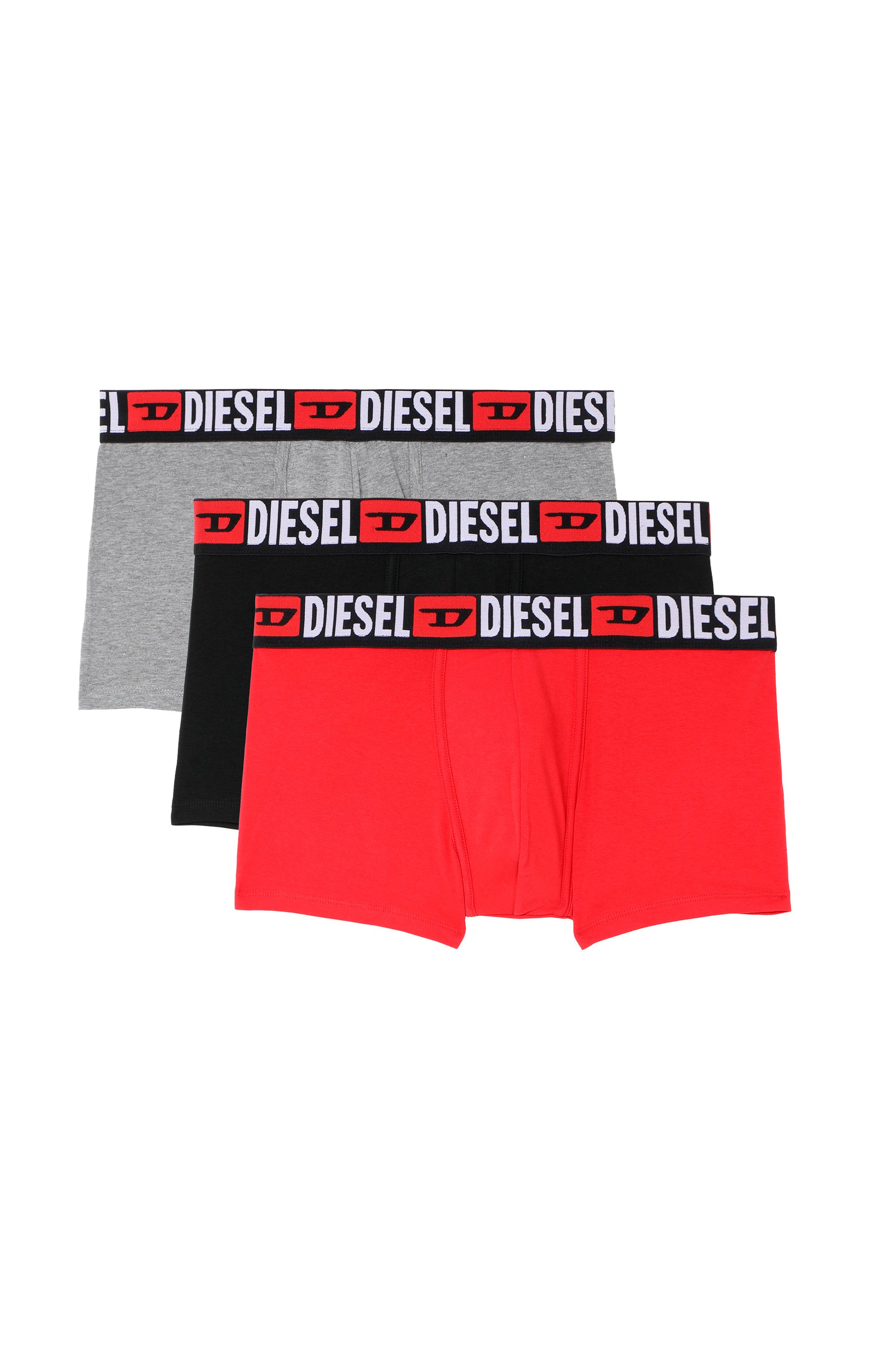 Diesel - UMBX-DAMIENTHREEPACK, Man's Three-pack of all-over logo waist boxers in Red/Grey - 1