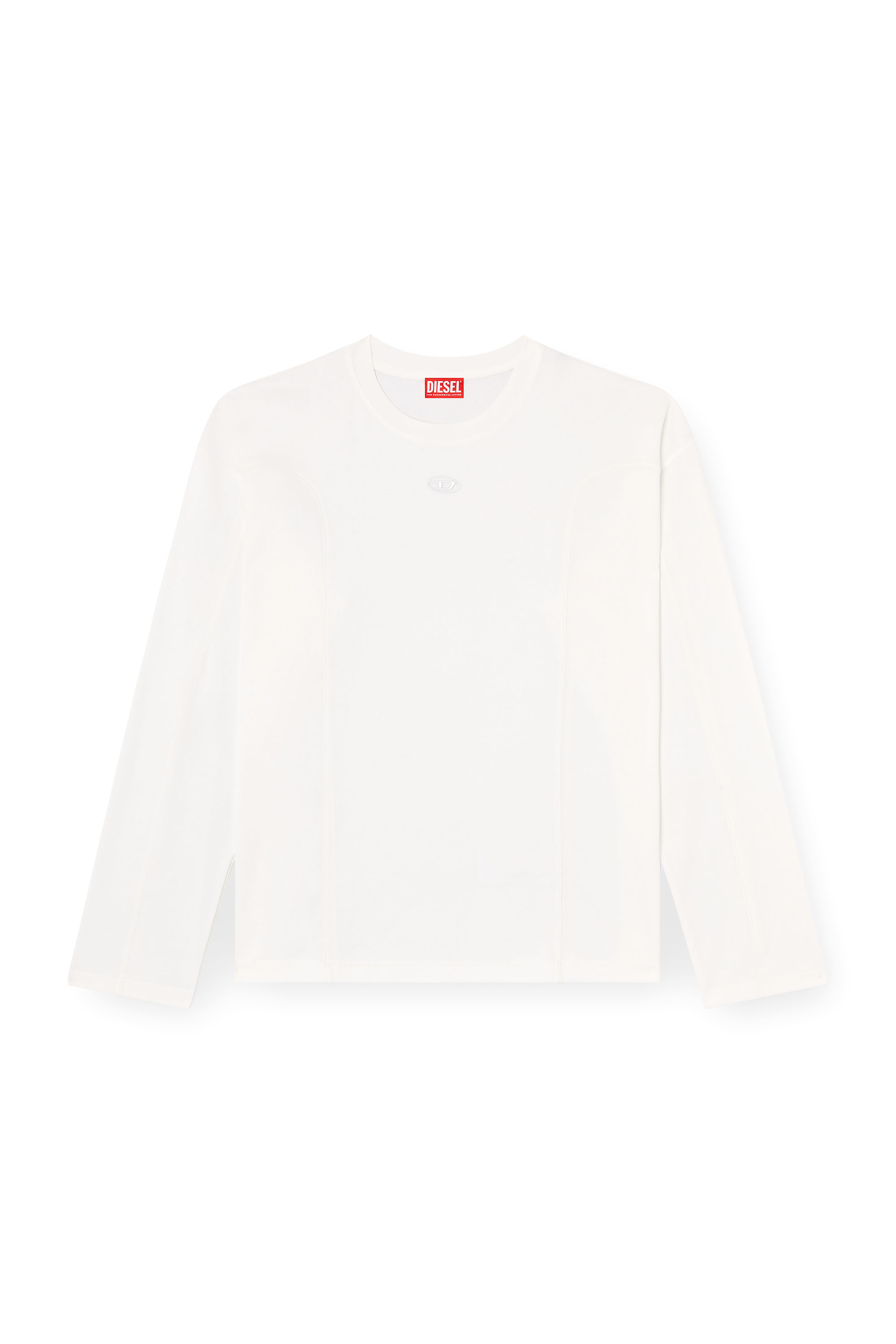 Diesel - T-BOXT-LS-INT, Man's Long-sleeve T-shirt with panels in White - 2