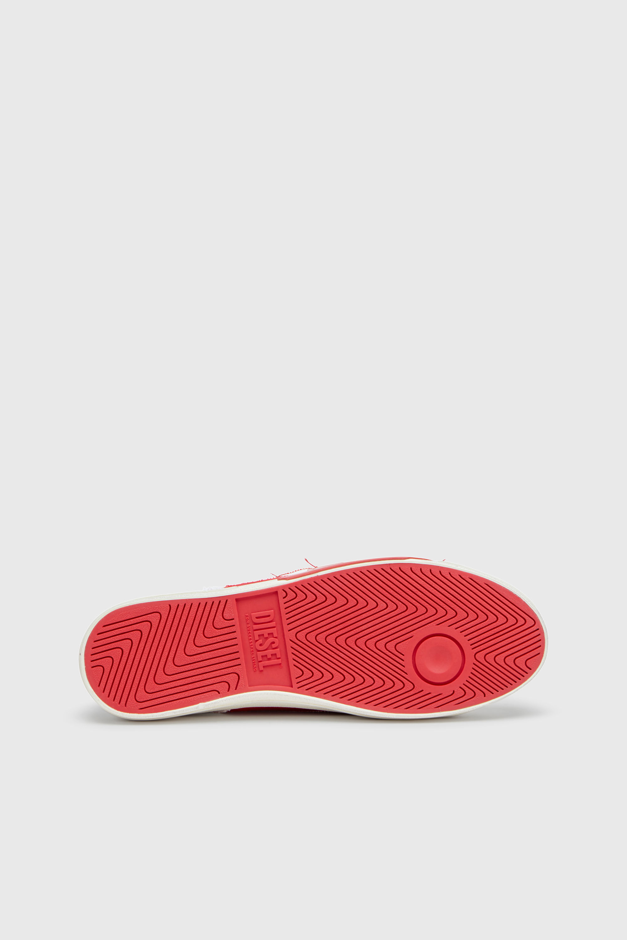 Diesel - S-D-VERSE MID, Man's S-D-Verse-Dirty-effect high-top canvas sneakers in White/Red - 5