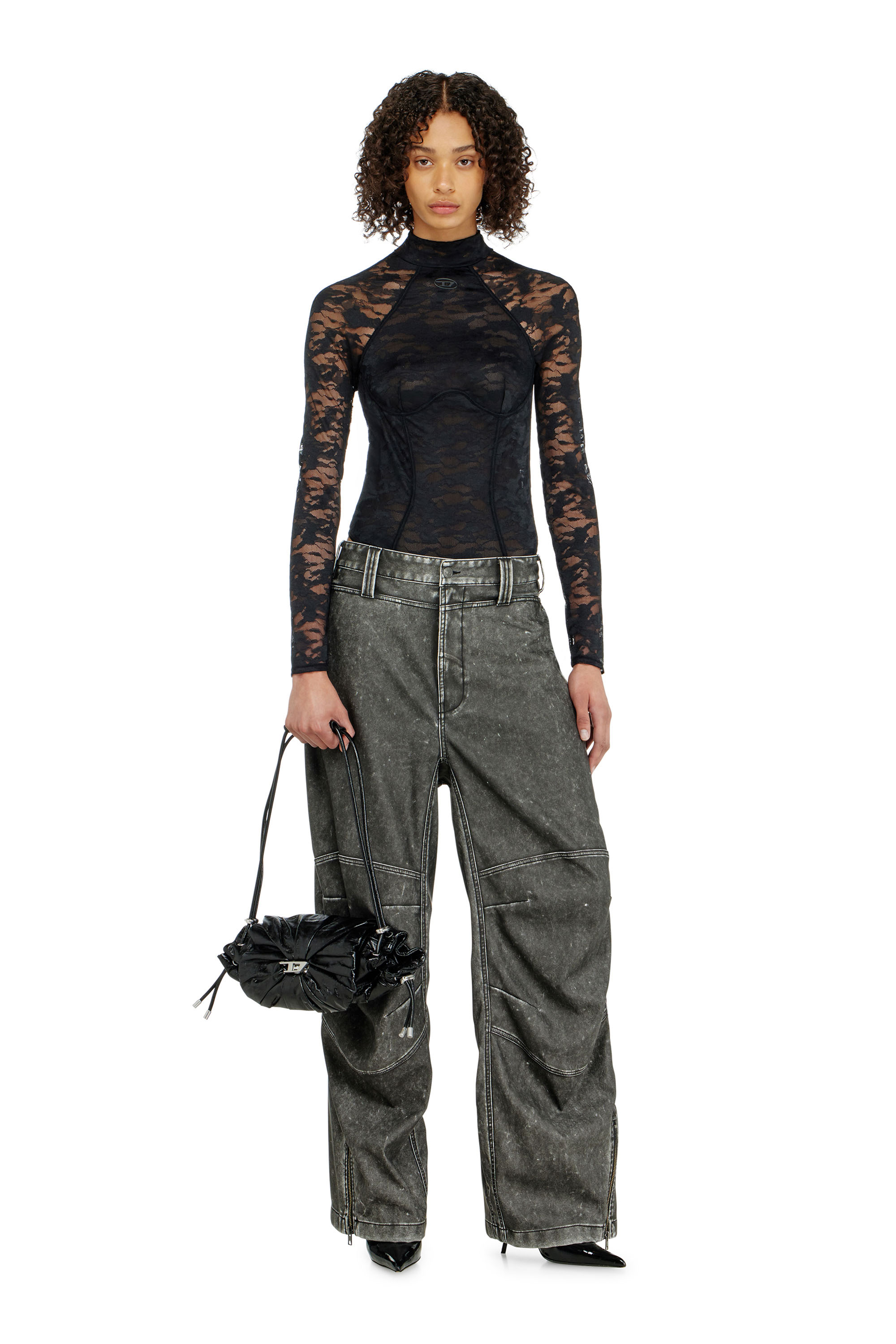 Diesel - VIVIAN-UTLT, Woman's Bodysuit in nylon lace with open back in null - 4