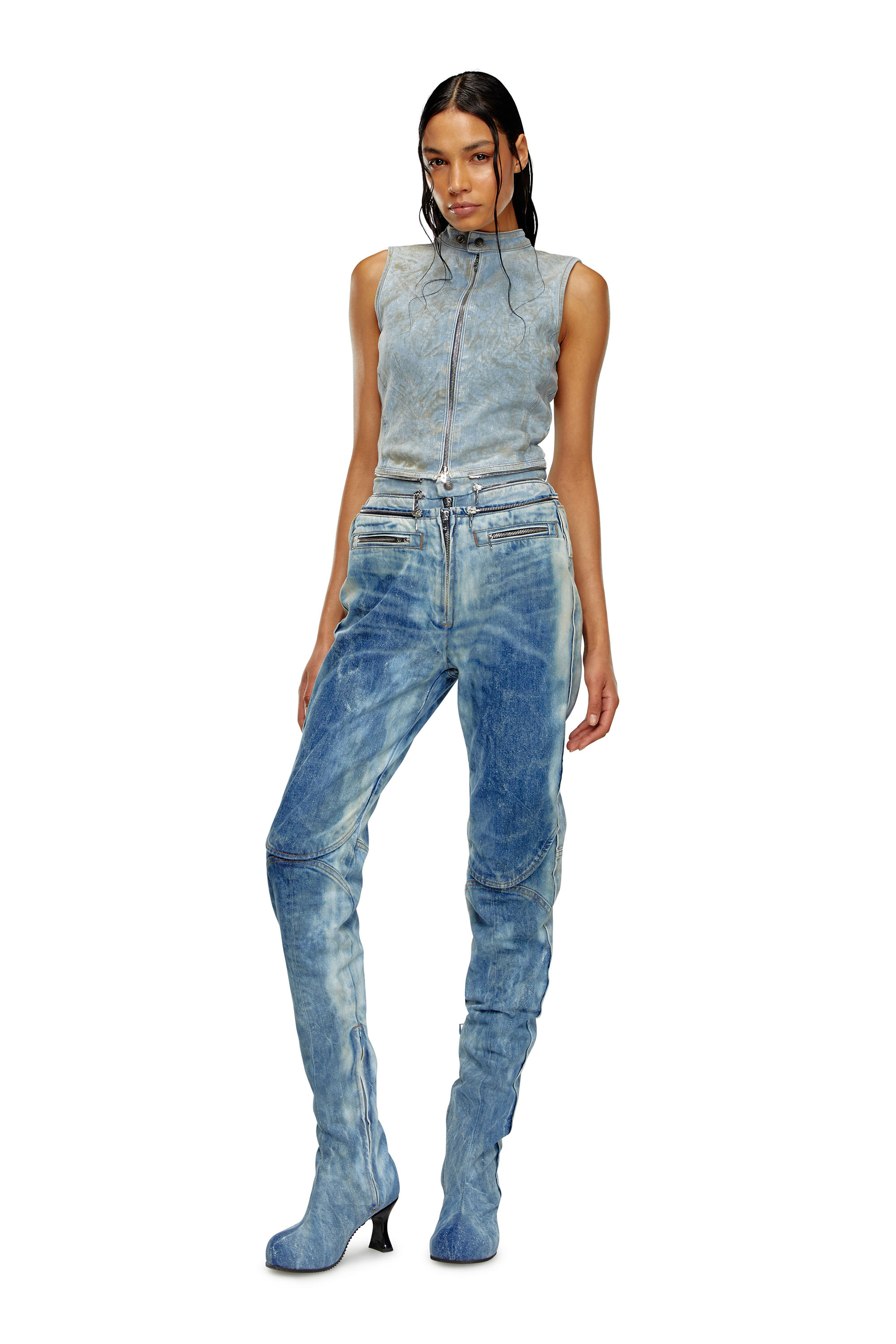 Diesel - Woman Straight Jeans D-Gen 0PGAM, Medium blue - Image 2