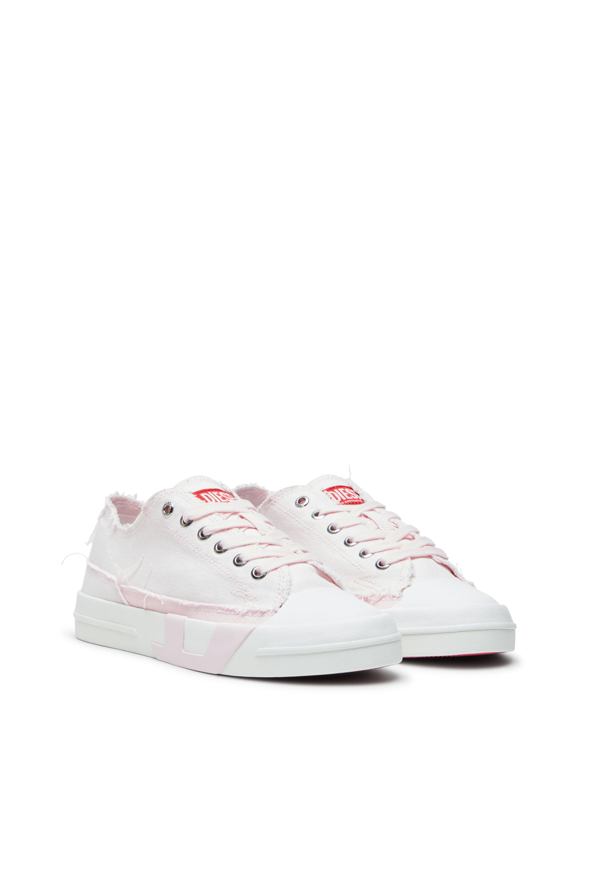 S-D-VERSE LOW W, Pink/White Diesel - S-D-VERSE LOW W, Woman's S-D-Verse-Sneakers in frayed canvas in Pink/White - 2