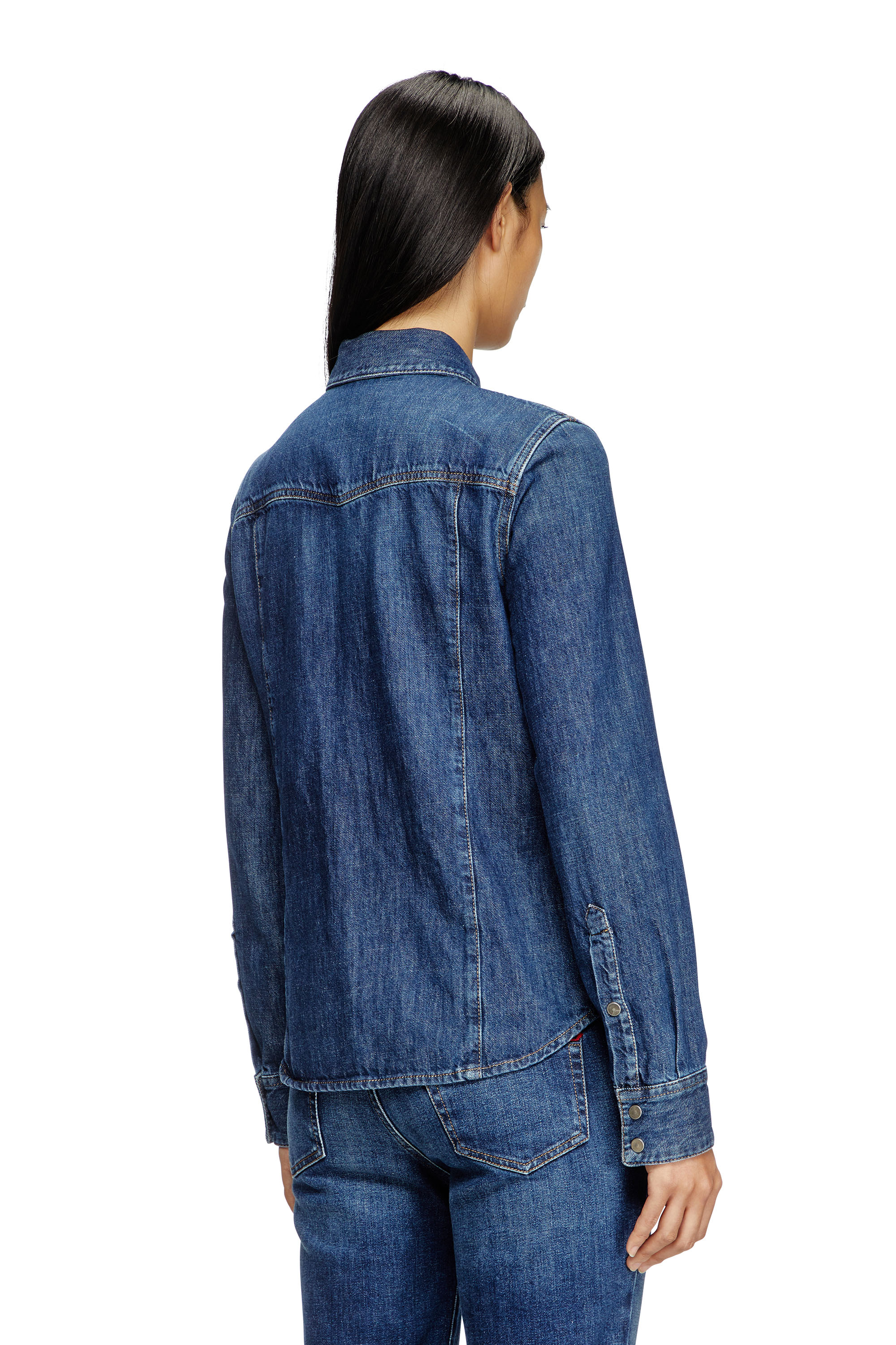 Diesel - DE-WAVES, Woman's Western shirt in denim in Blue - 4