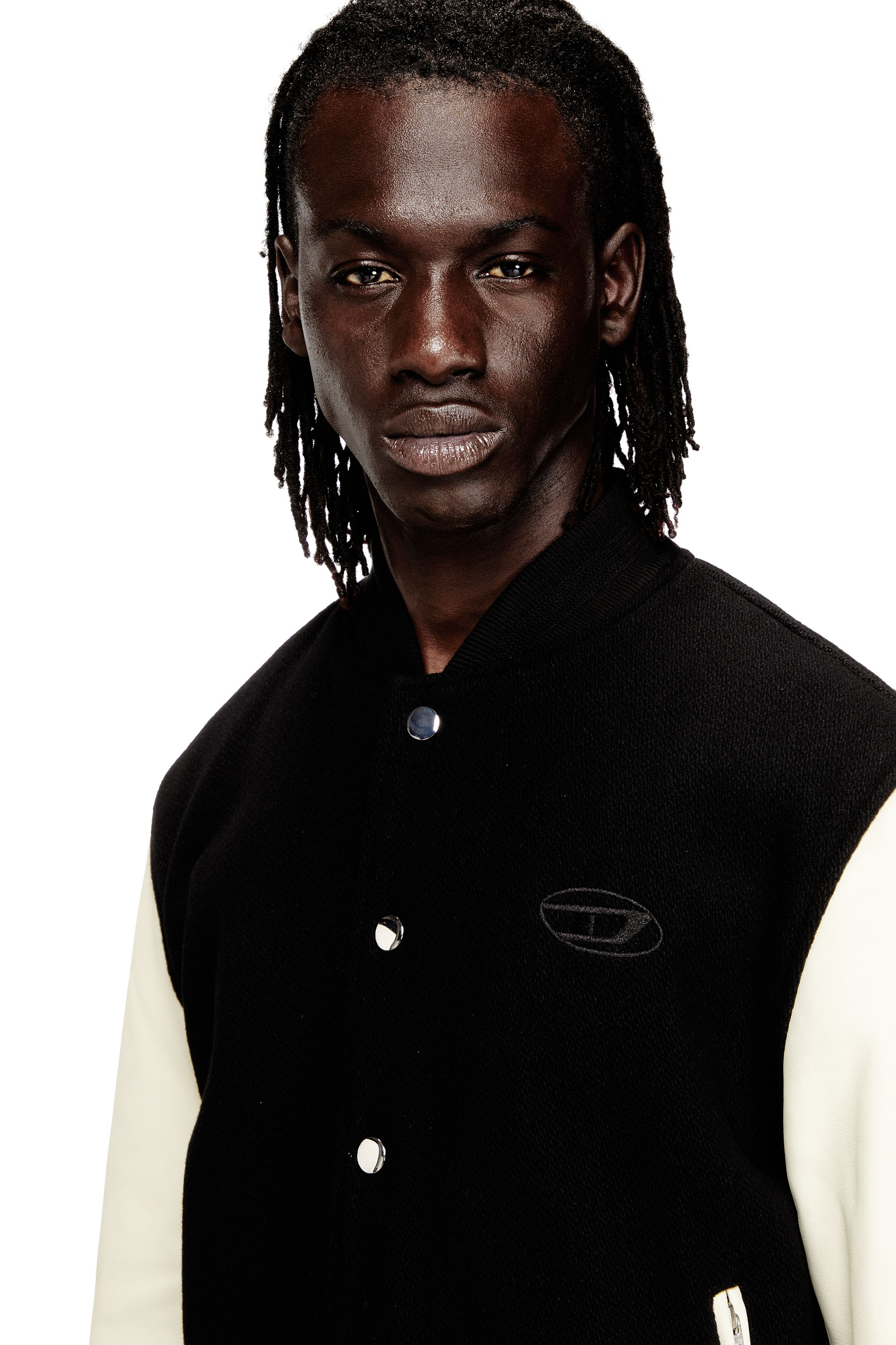 Diesel - L-ARRY-WRD, Man's Bomber jacket in wool blend and leather in null - 5