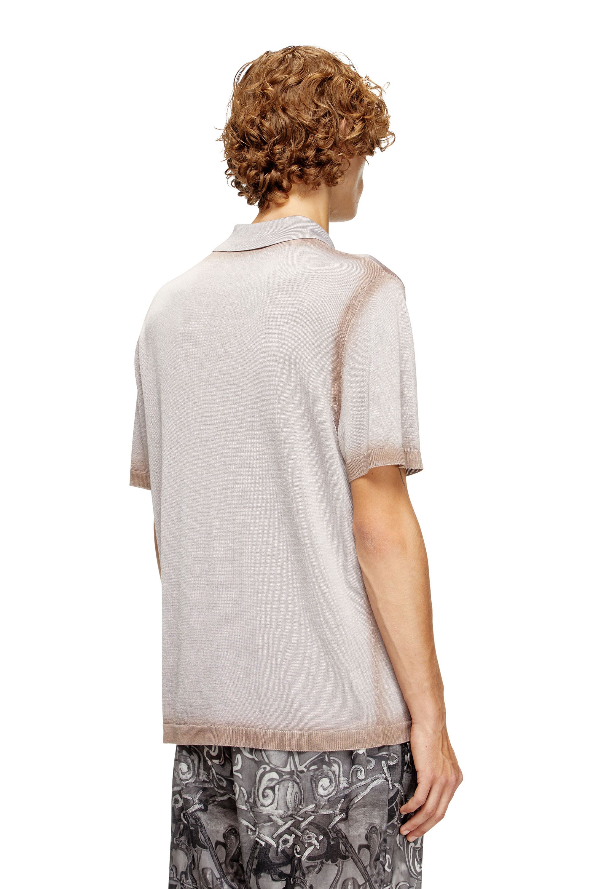 Diesel - K-VIRTO, Man's Dégradé knitted polo shirt in Beige - 3