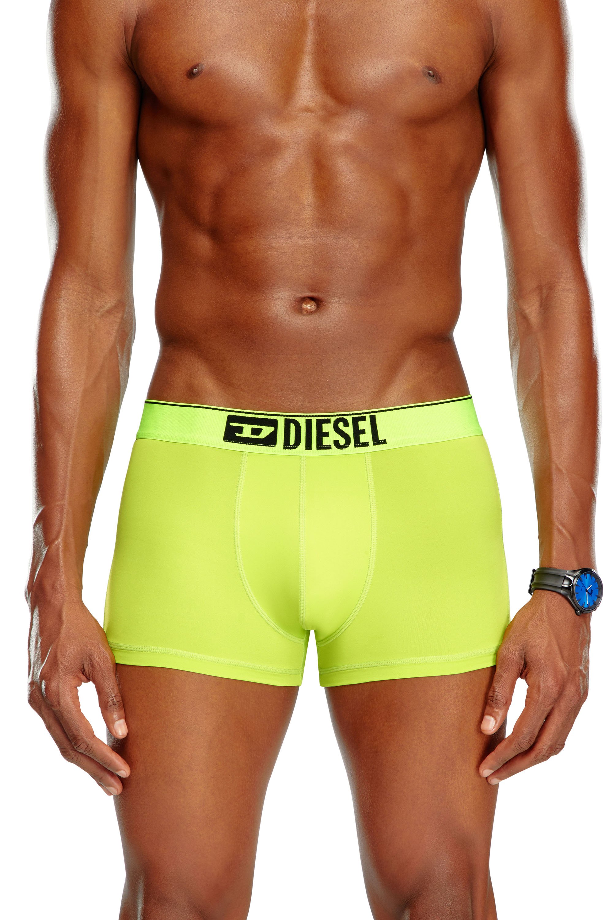 Diesel - UMBX-DAMIEN-CUT, Man's Microfibre boxer briefs with logo waist in Yellow Fluo - 2