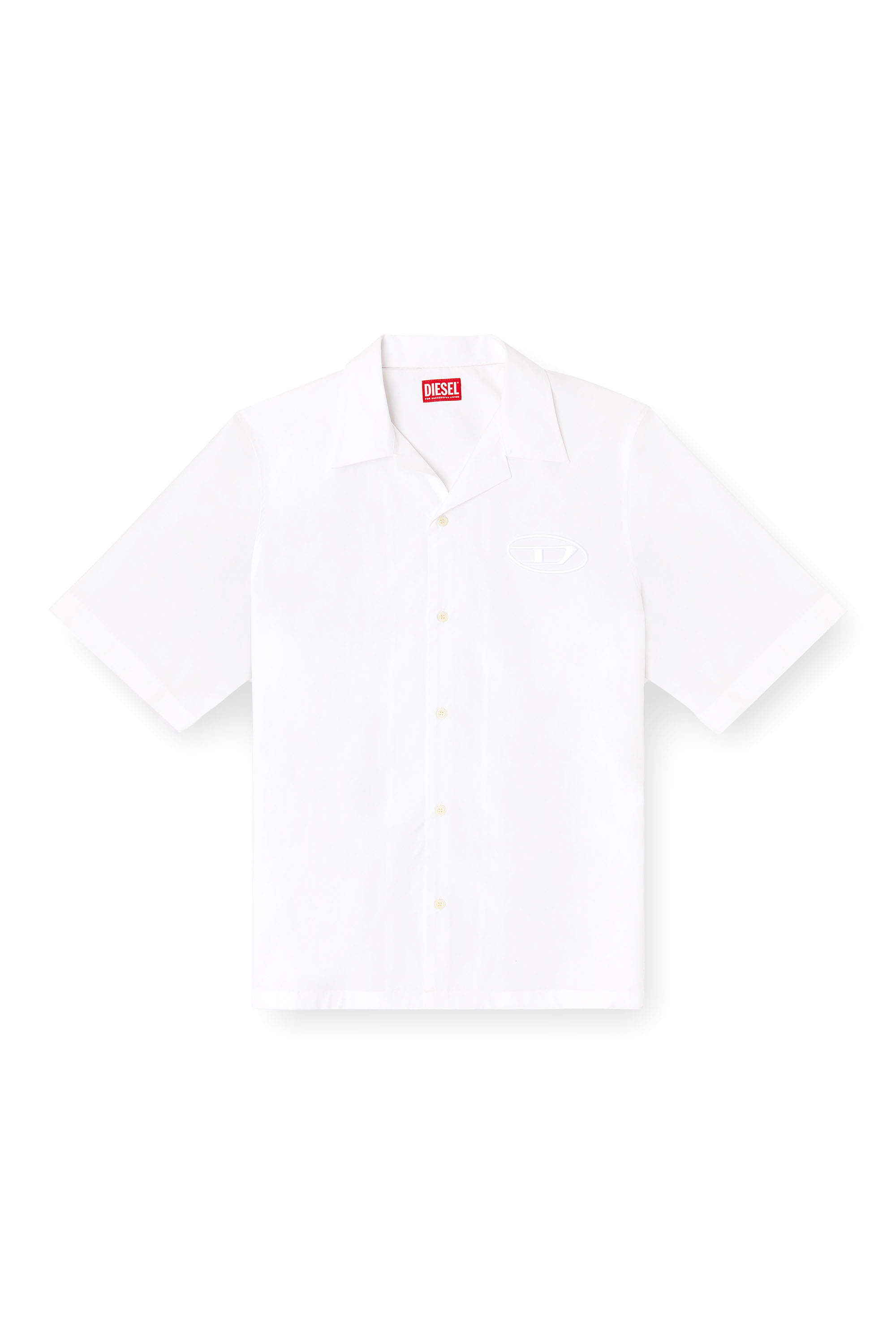 Diesel - S-MAC-PCAL, Man's Bowling shirt with Oval D in White - 2