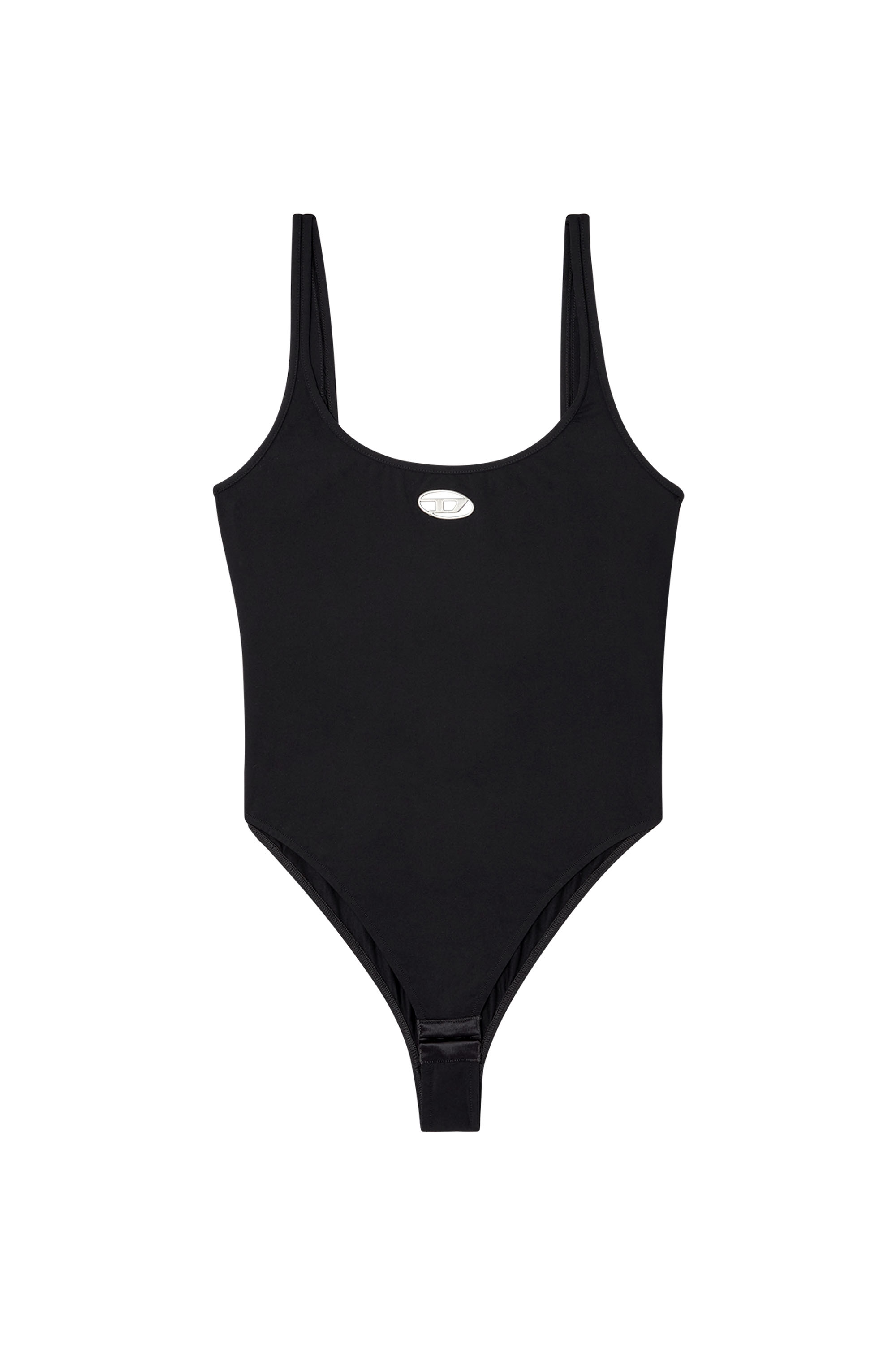 Diesel - MEGAN-UTLT, Woman's Microfibre bodysuit with cut-out logo in Black - 3