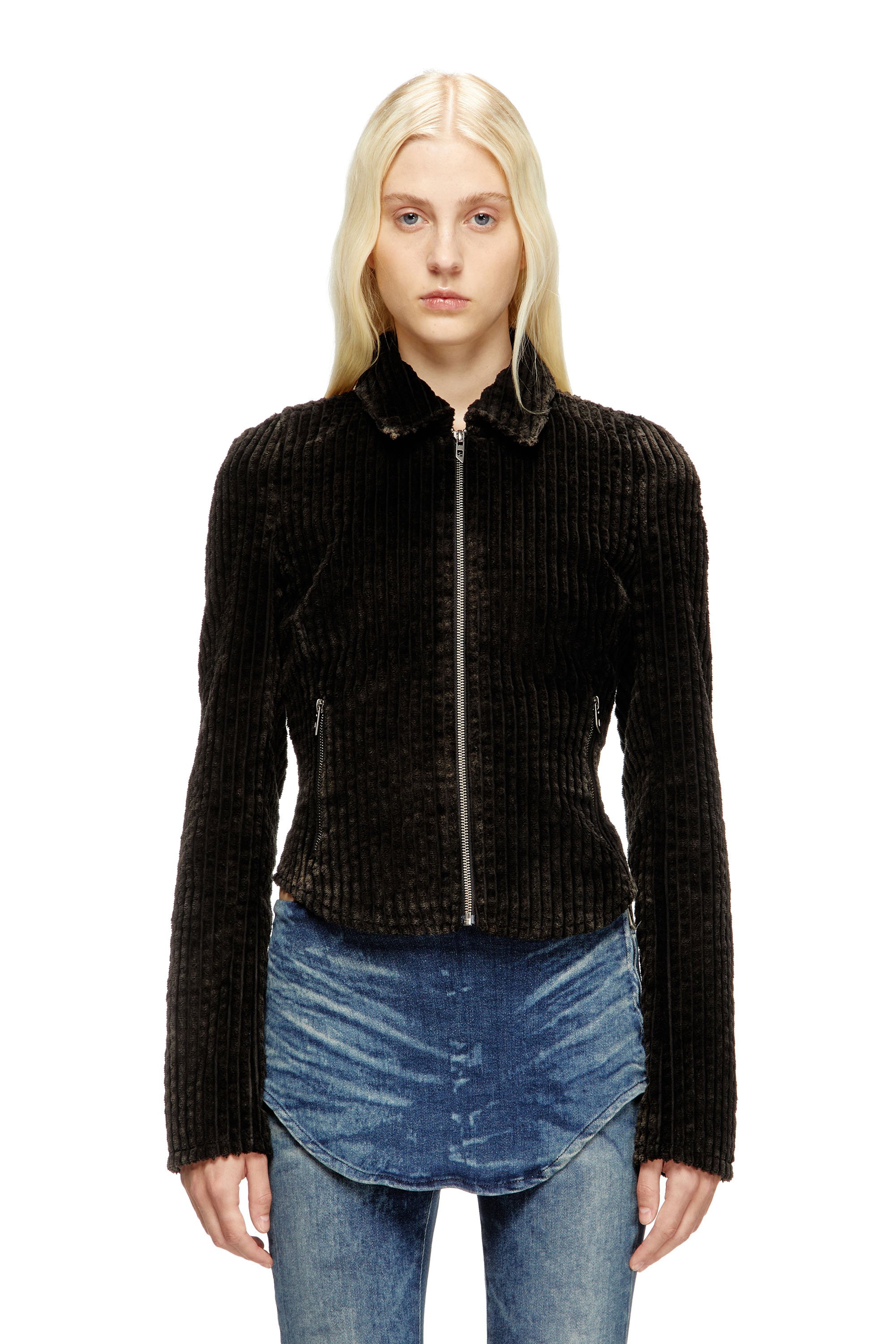 Diesel - G-ENEA, Woman's Shirt-jacket in cotton corduroy in Brown - 1