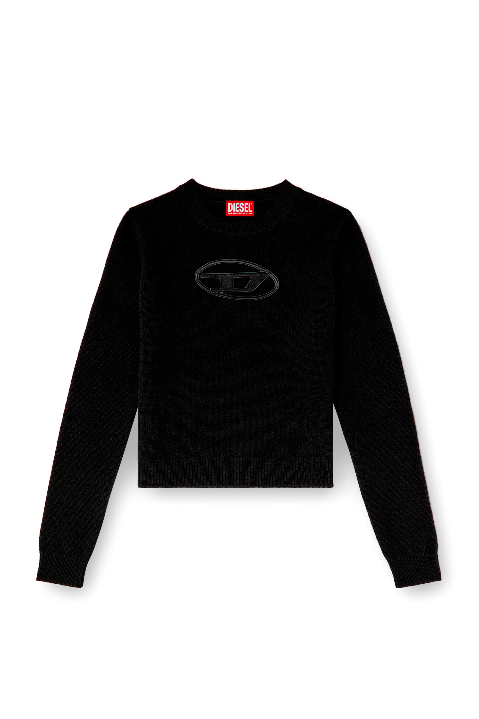 Diesel - M-AREESA-SLIM, Woman's Cashmere-blend jumper with cut-out logo in Black - 2
