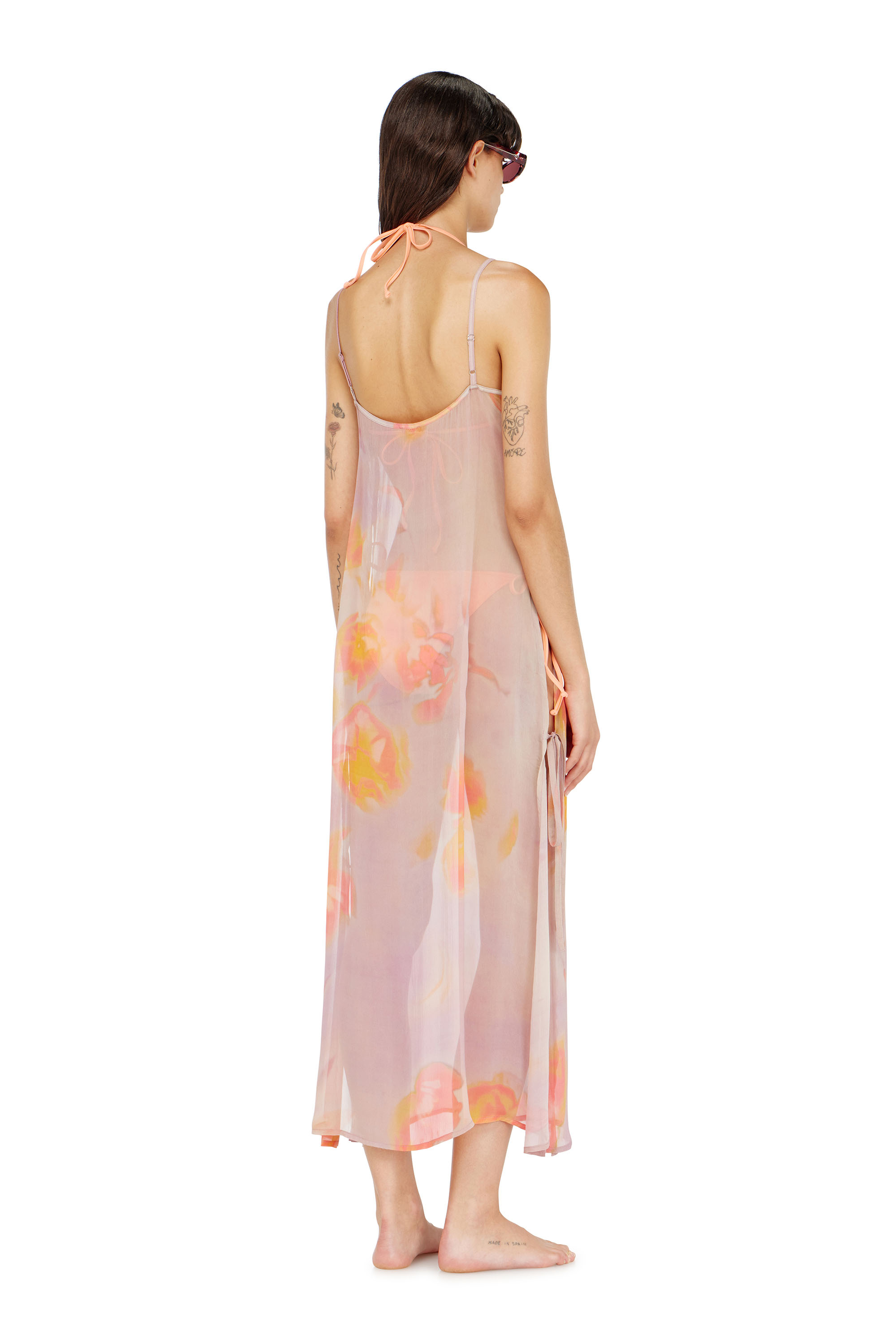 Diesel - VANYA-UTLT, Woman's Beach cover-up dress in floral chiffon in Lilac - 3