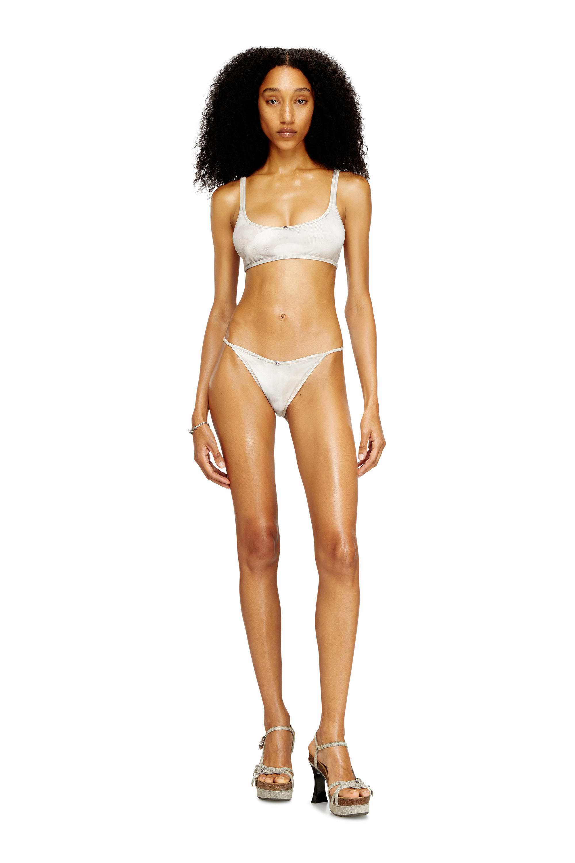 Diesel - UT-BRA-TOP-UTLT, Woman's Ribbed bikini top with camo print in White/Grey - 2