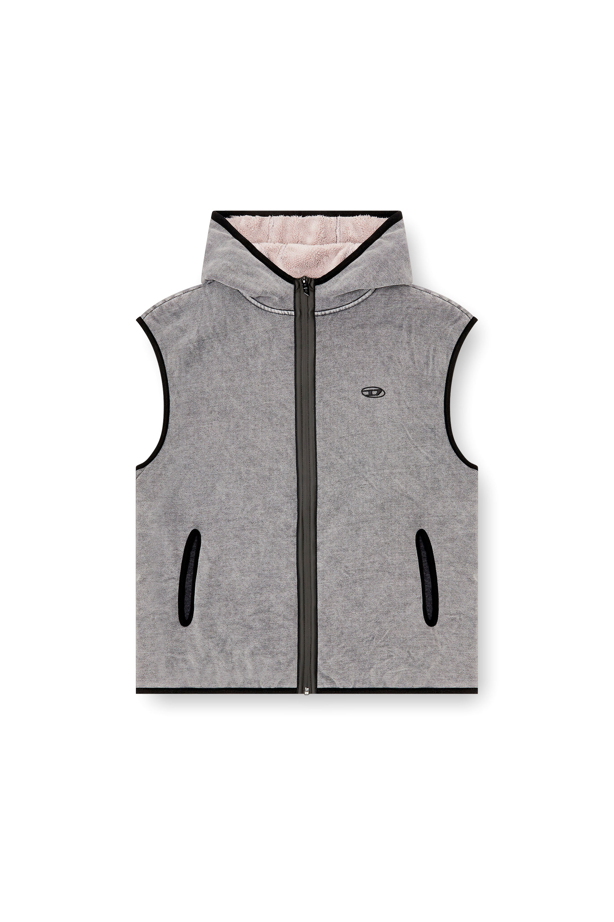 Diesel - S-HAKY-NEW, Man's Sleeveless zip-up hoodie in Dark grey - 3