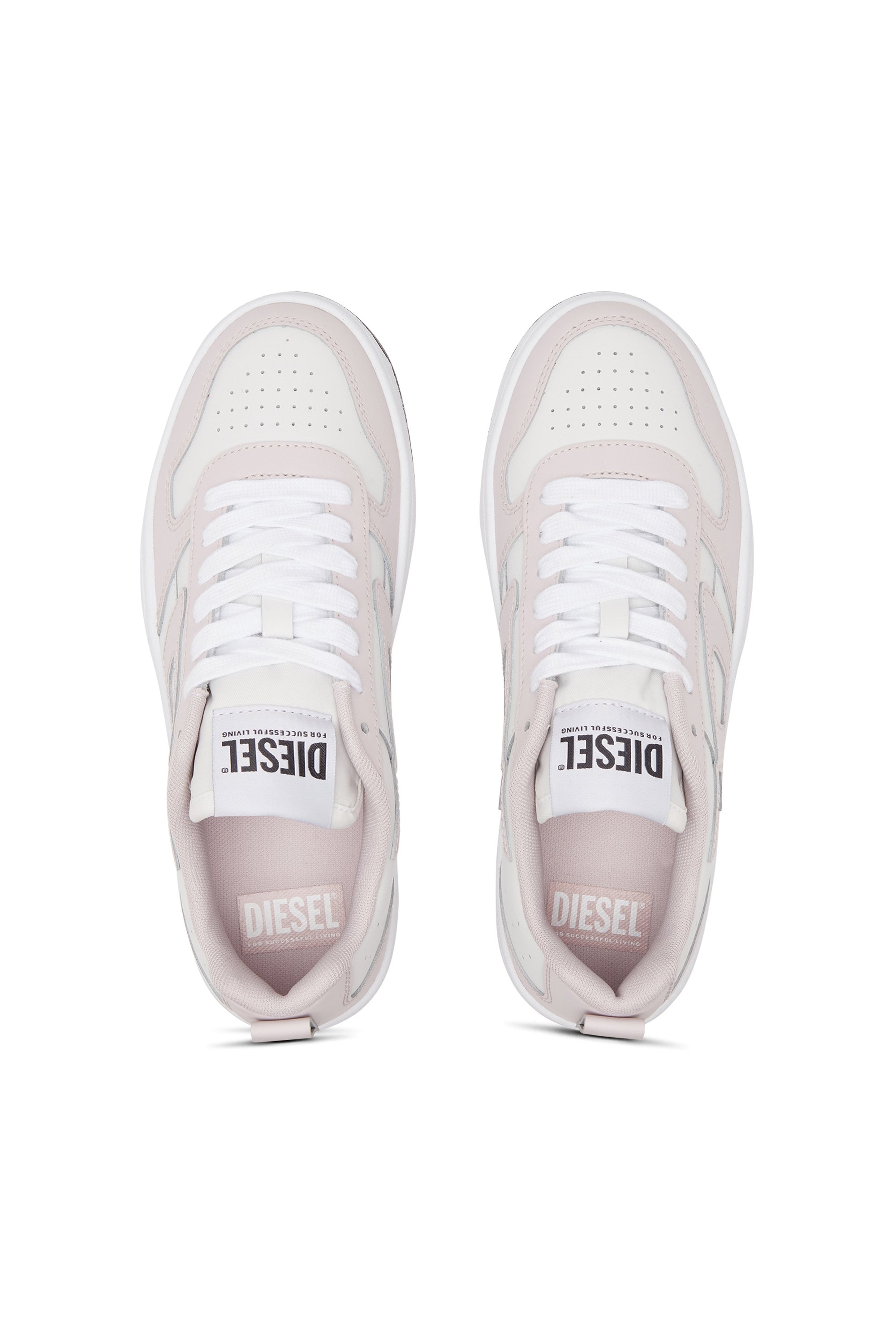 Diesel - S-UKIYO V2 LOW W, Woman's S-Ukiyo Low-Low-top sneakers in leather and nylon in White/Pink - 5