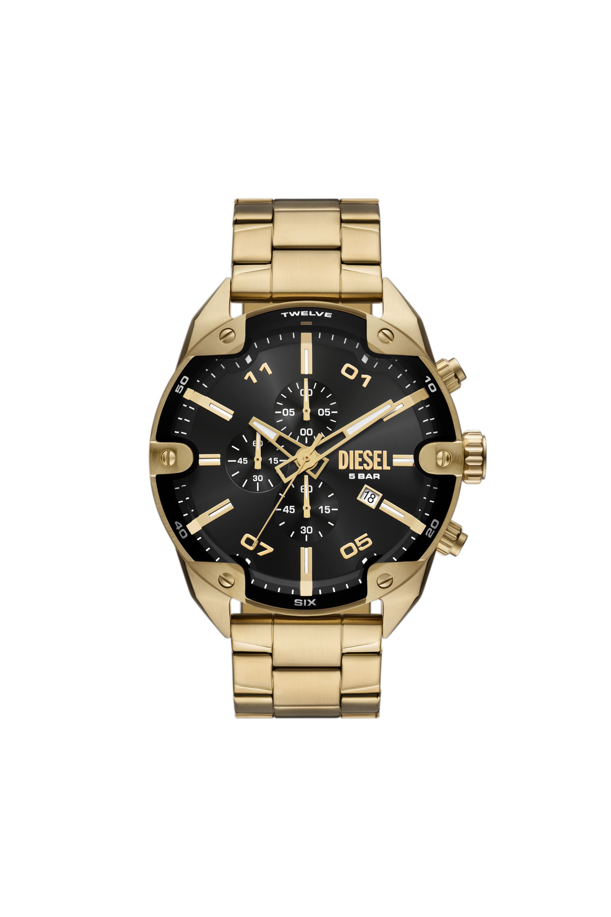 Diesel - DZ4678, Man's Spiked stainless steel watch in Gold - 1