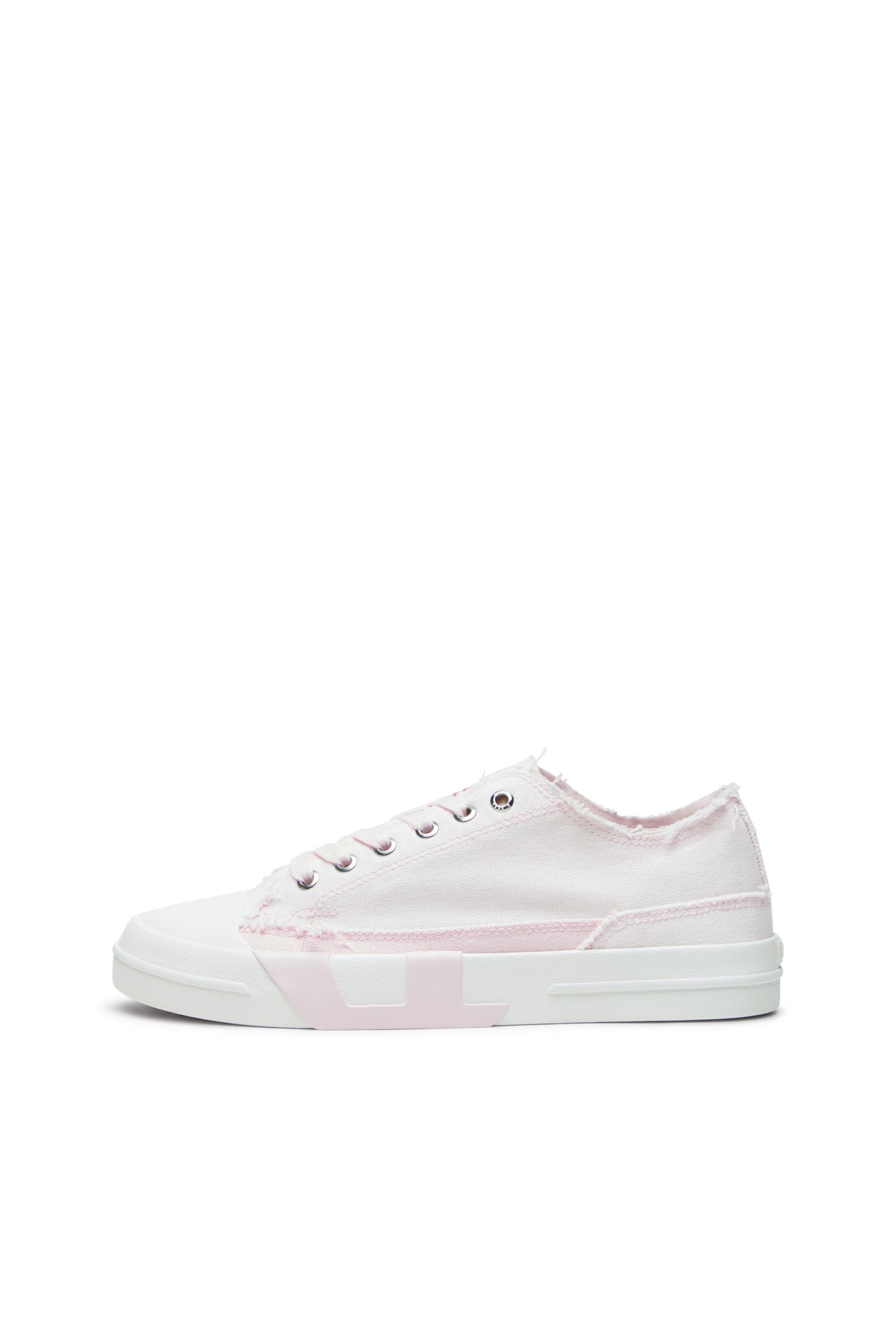 Diesel - S-D-VERSE LOW W, Woman's Sneakers in frayed canvas in Pink/White - 8