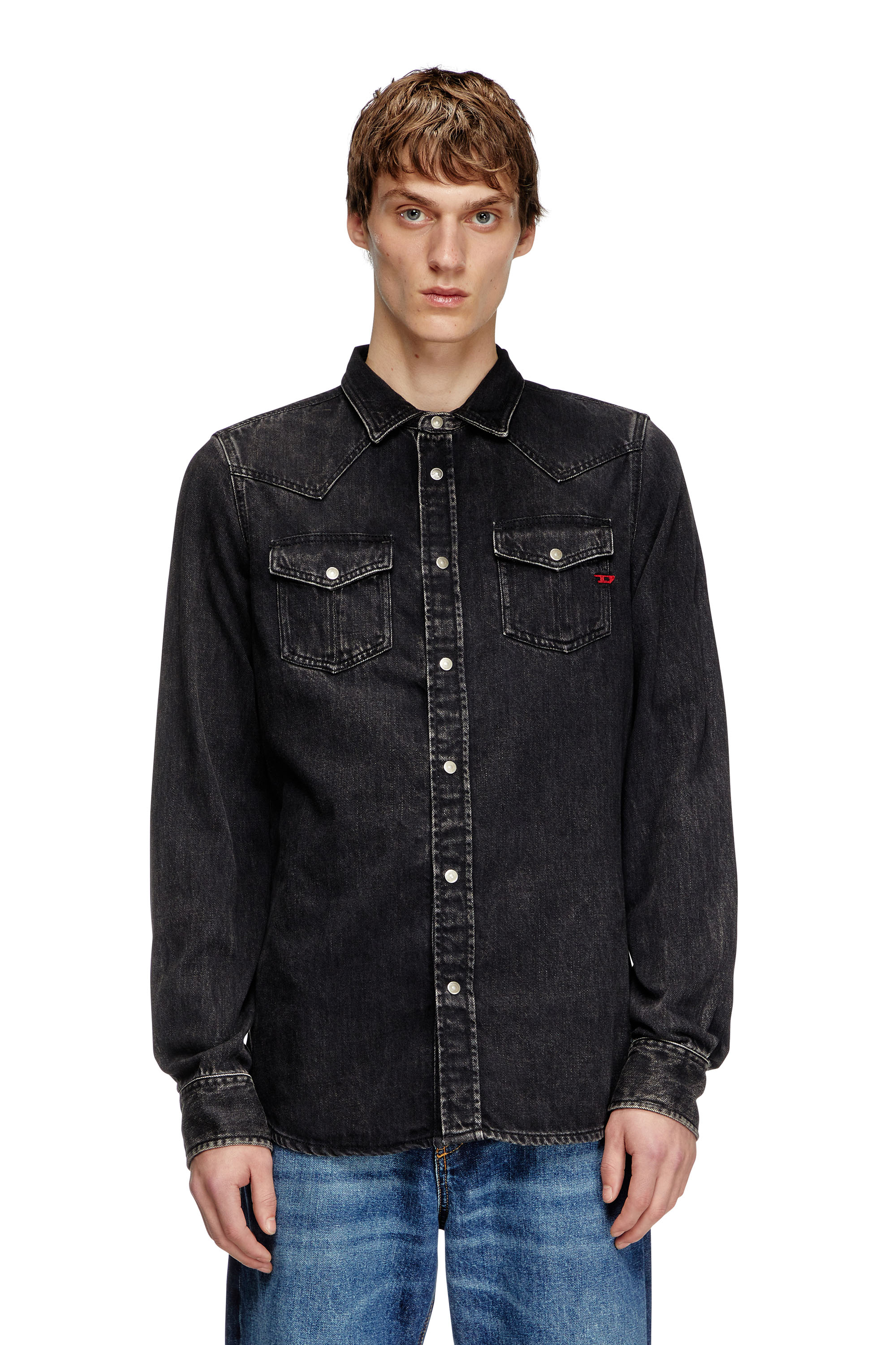 Diesel - D-VEGA, Man's Overshirt in Tencel denim in Black - 3