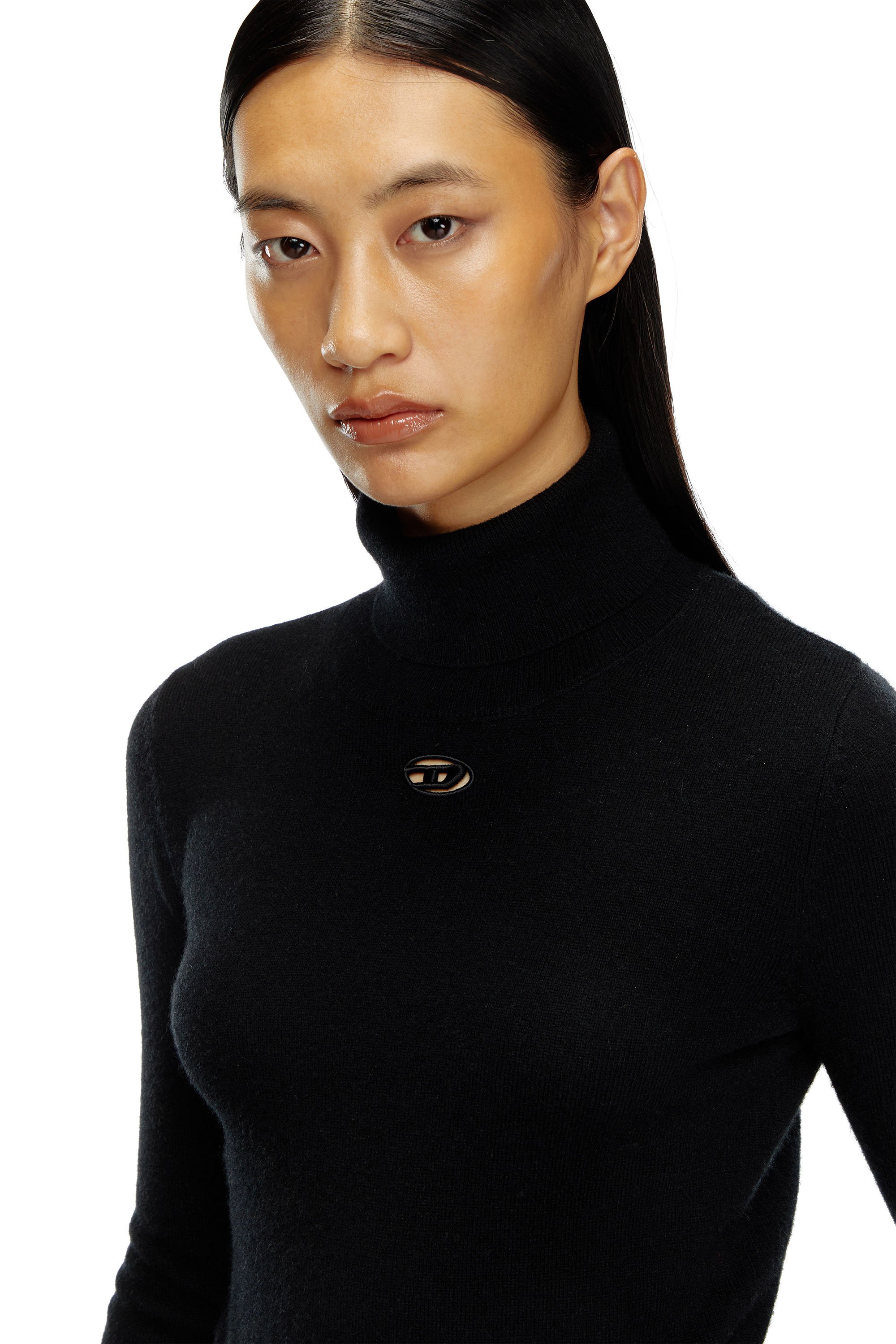 Diesel - M-AREESAX-TN, Woman's Turtleneck jumper in wool and cashmere in Black - 4