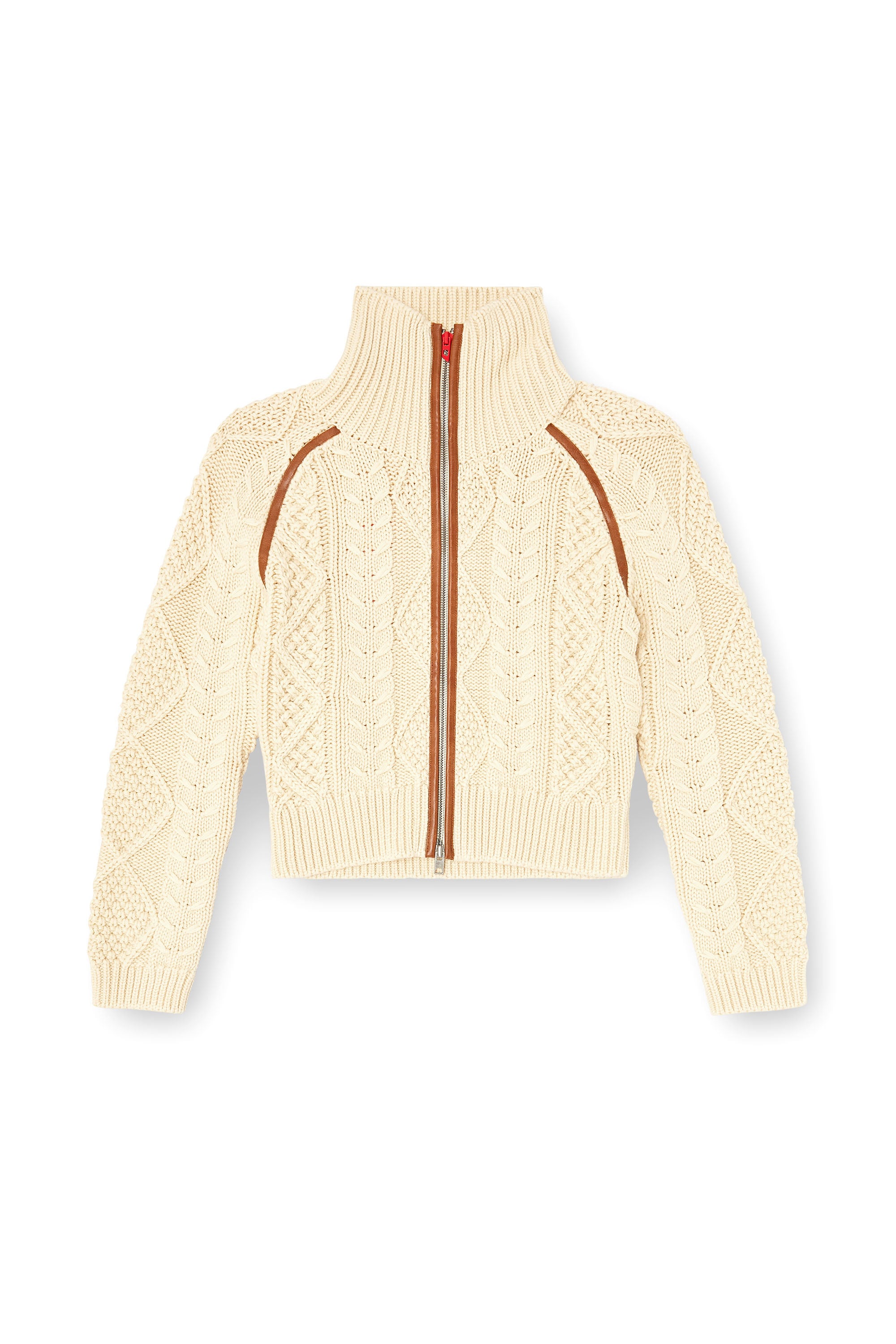 Diesel - M-INTELLE, Woman's Cable-knit cardigan with contrast bands in null - 3
