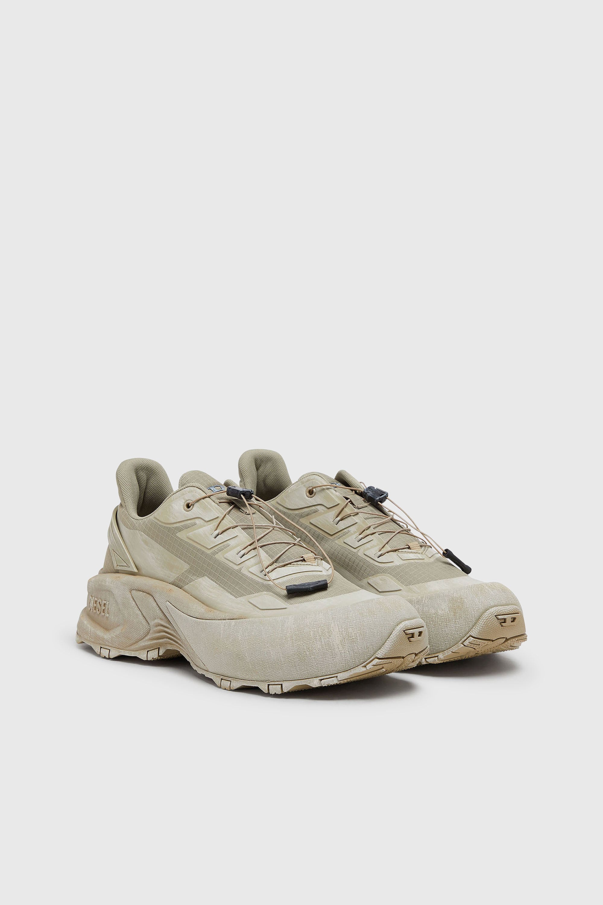 Diesel - D-CAGE RUNNER, Man's D-Cage-Distressed chunky sneakers in ripstop in Military Green - 2