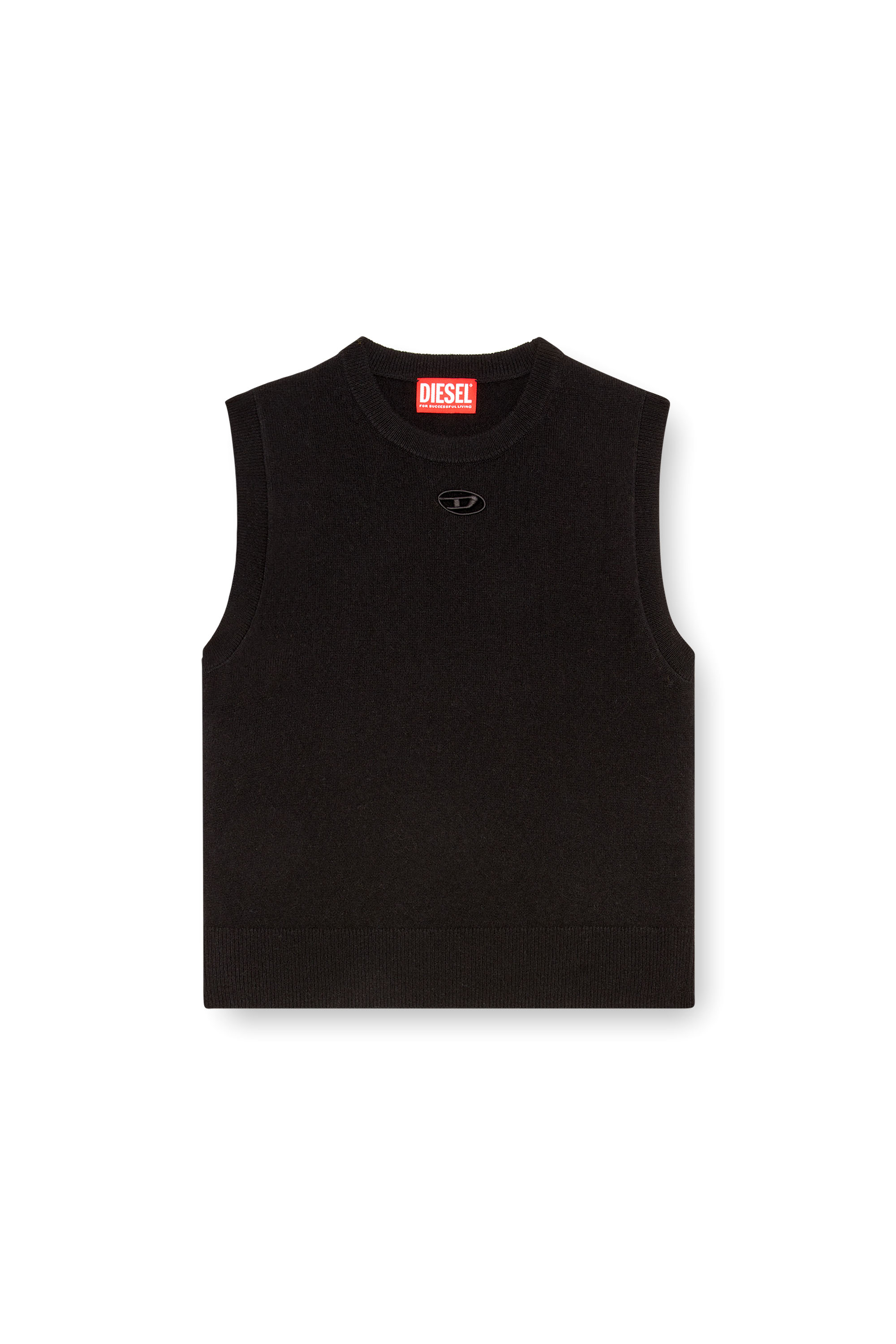 Diesel - M-ARGA-SL, Woman's Cropped vest in wool and cashmere knit in Black - 5