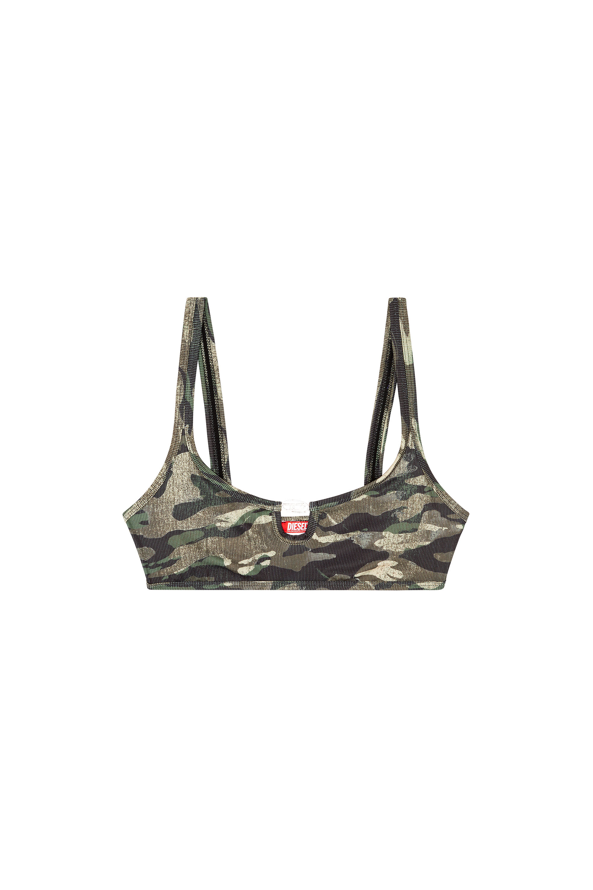 Diesel - BFB-UT-BRA-TOP, Woman's Ribbed bralette with camo print in Green Camouflage - 4