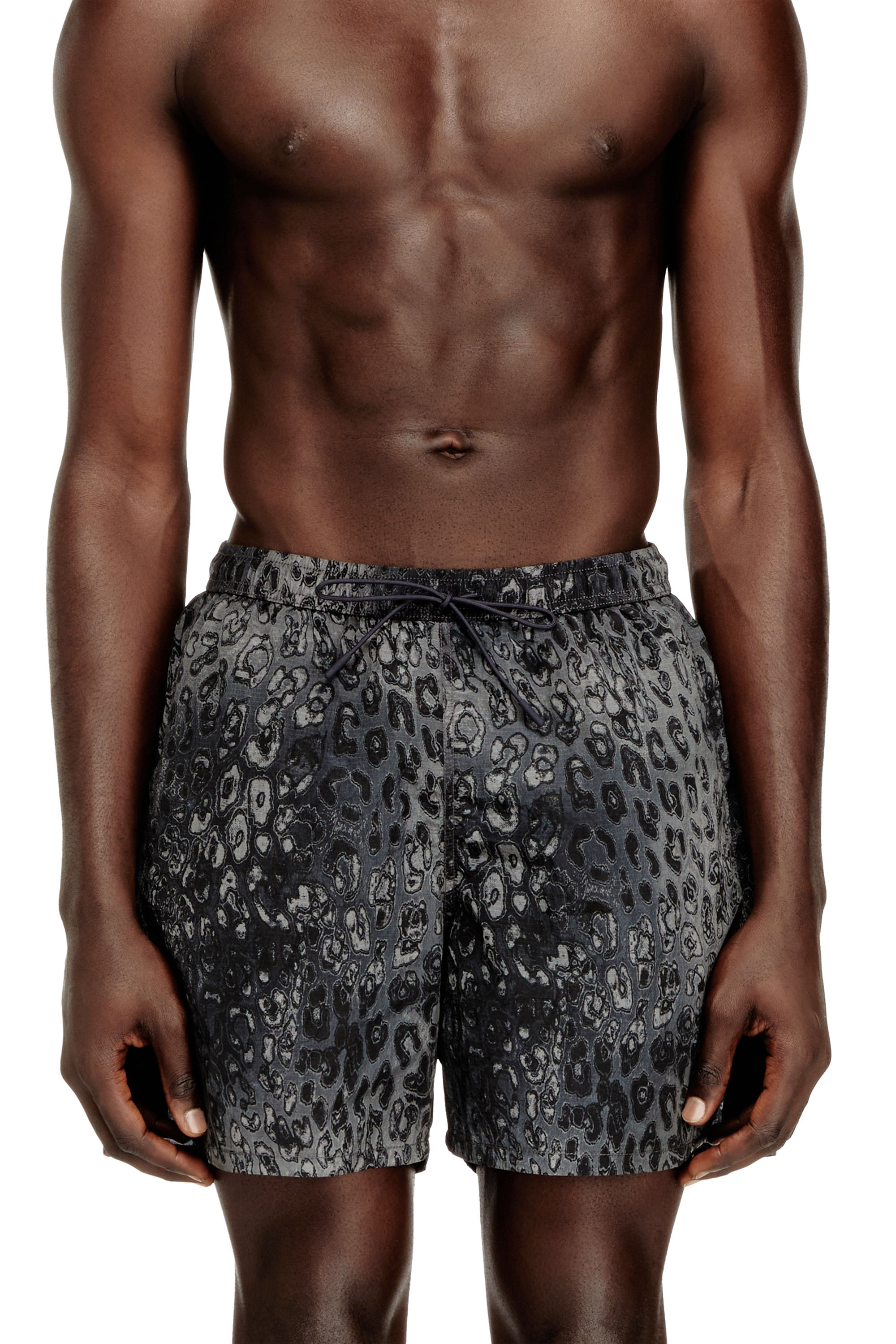 Diesel - SOCCER-41-UTLT, Man's Swim shorts with animalier print in Grey - 2
