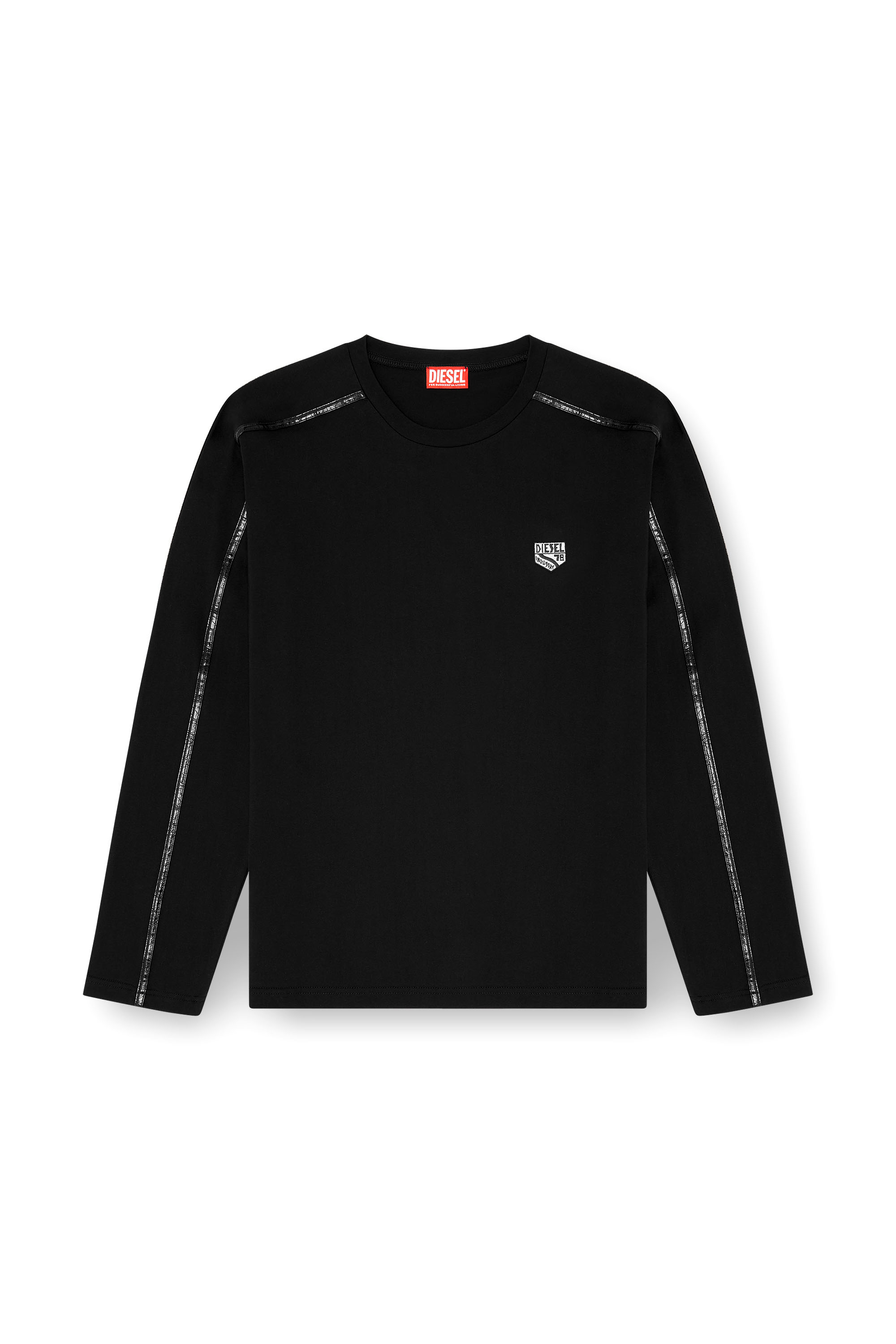 Diesel - T-NORM-LS-FL, Man's Long-sleeve T-shirt with tonal trims in Black - 3