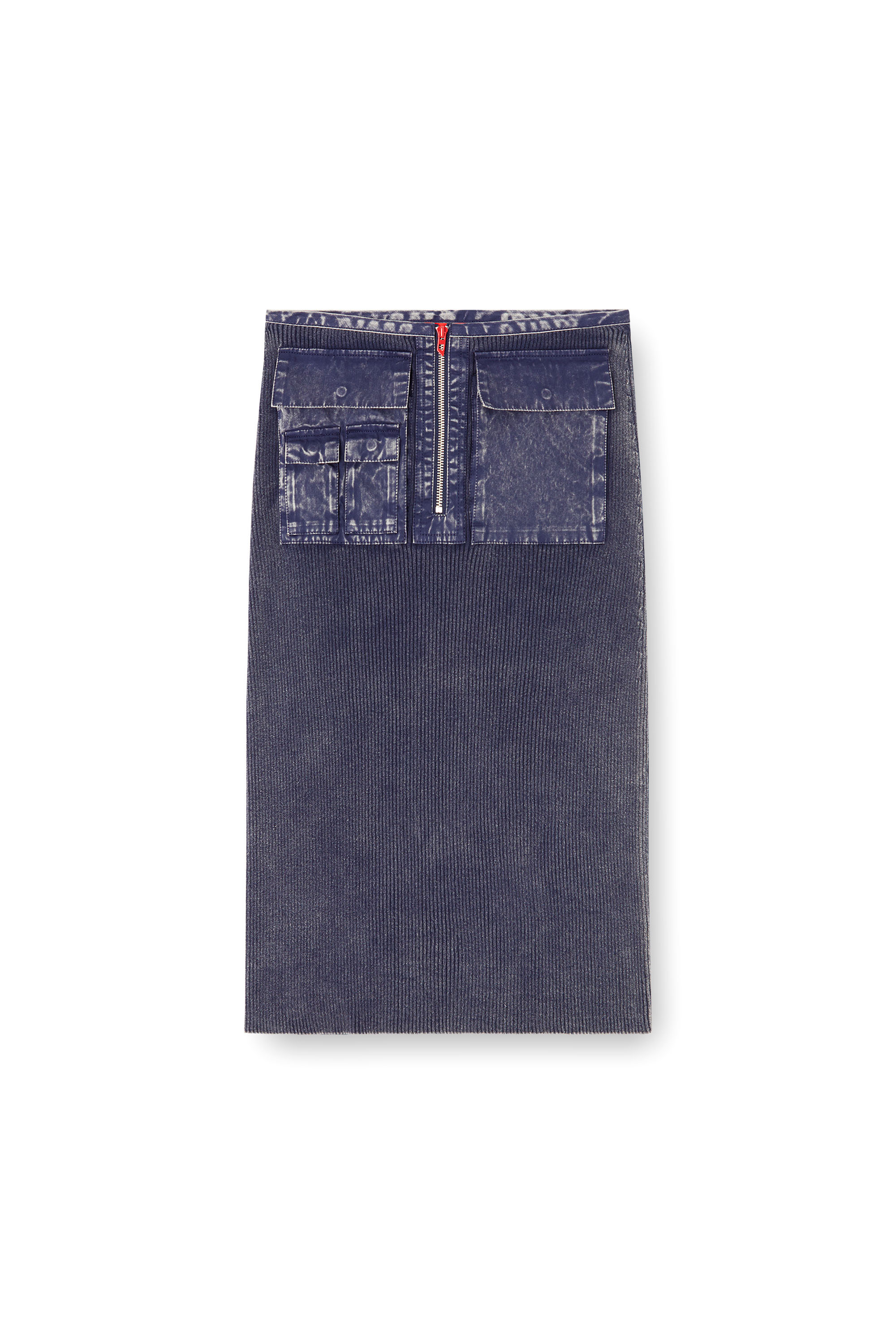 Diesel - M-MERYN, Woman's Knit midi skirt with denim cargo pockets in null - 3