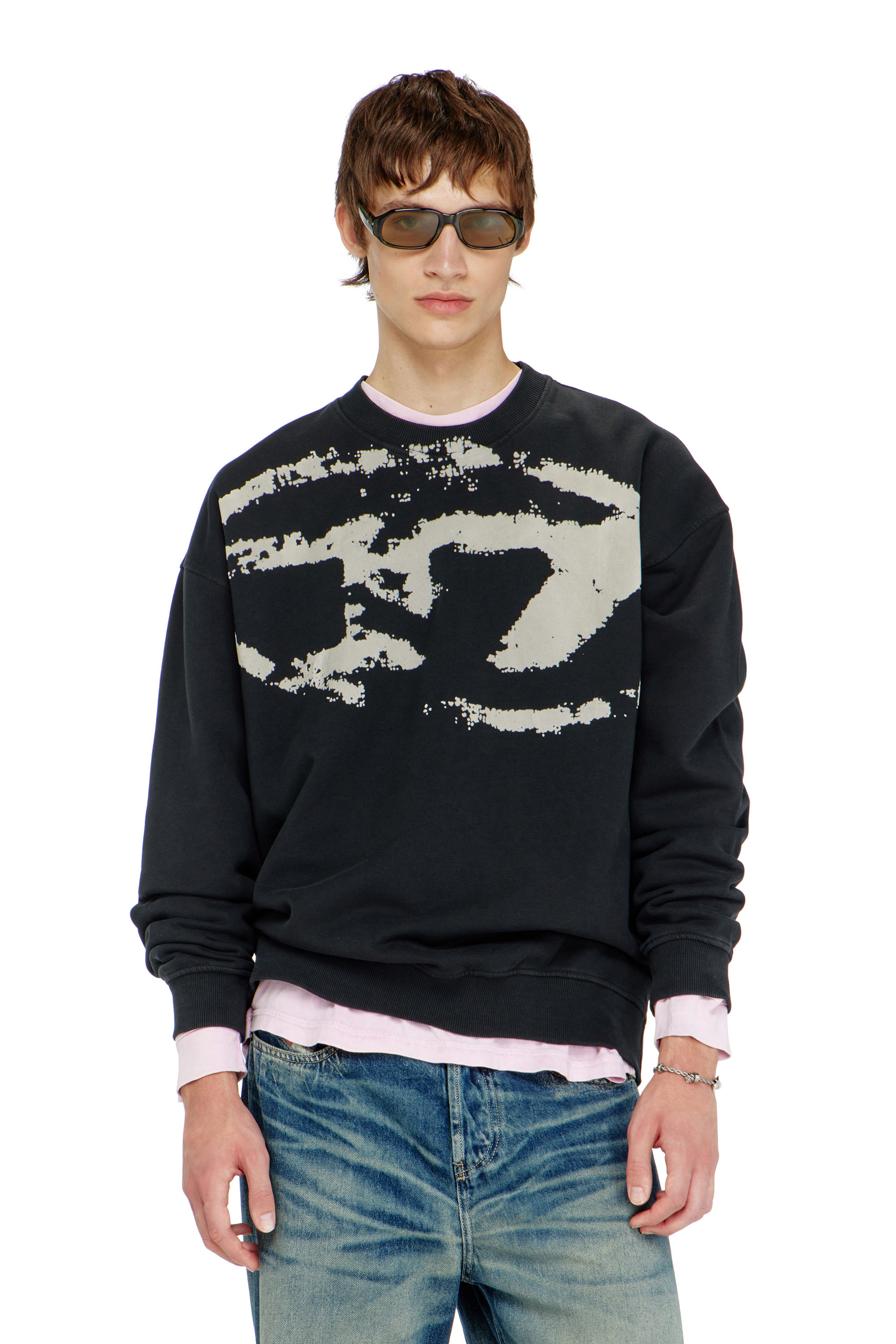 Diesel - S-BOXT-N5, Man's Cotton sweatshirt with flocked Oval D in null - 3