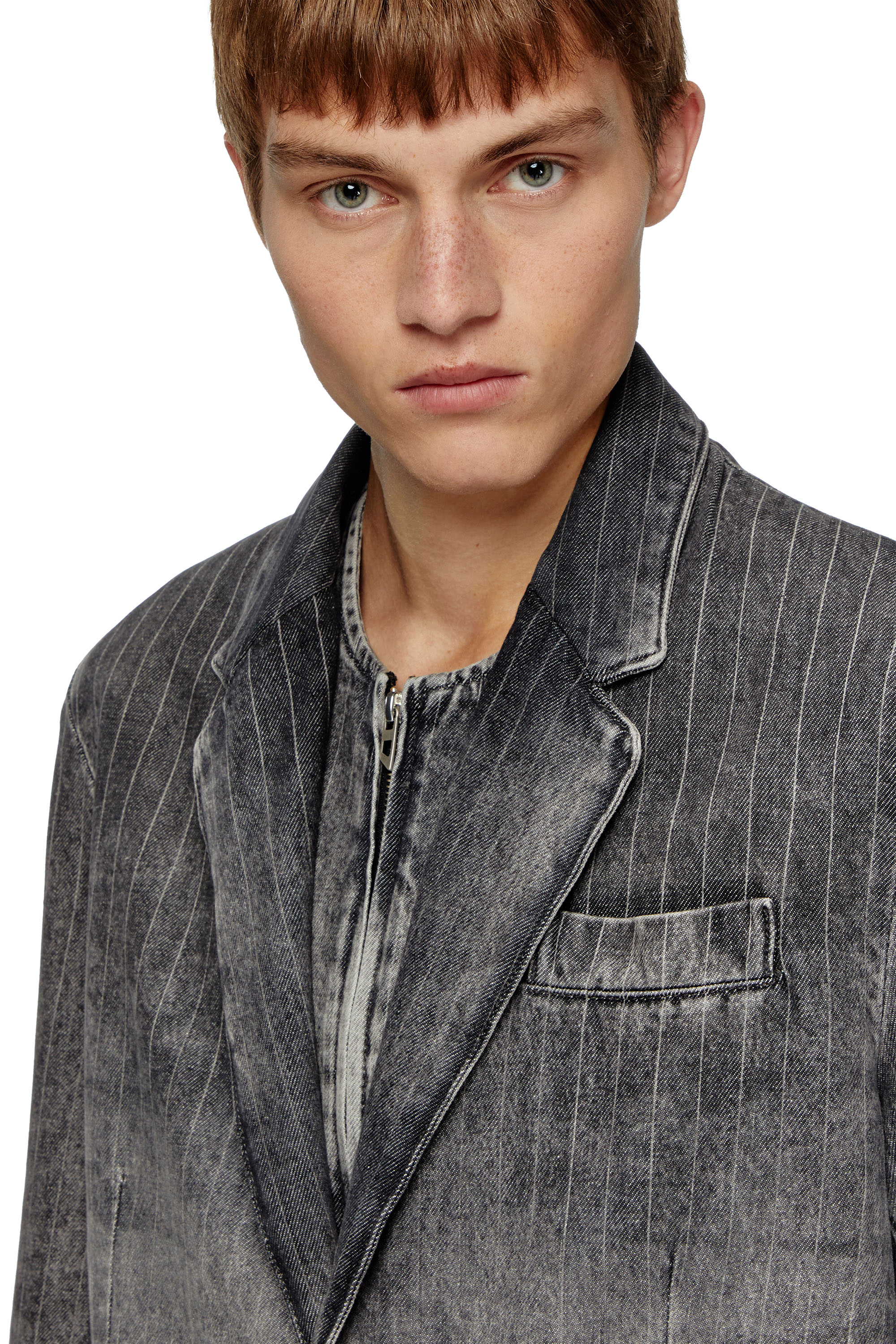 Diesel - D-REGER-S, Unisex's Blazer in tailoring pinstripe denim in Light Grey - 4