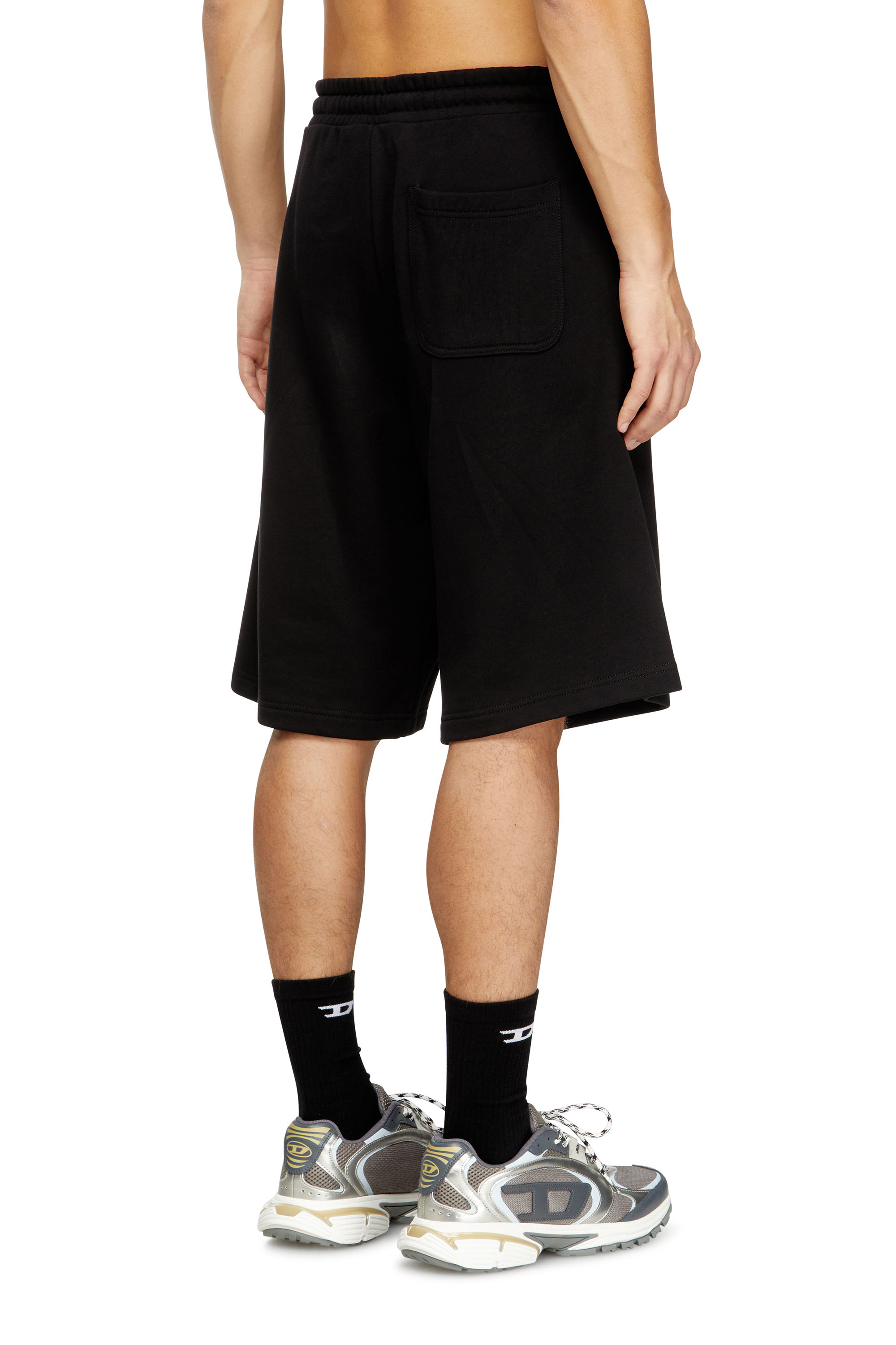 Diesel - P-CROW-DIV, Man's Fleece shorts with maxi logo patch in Black - 4