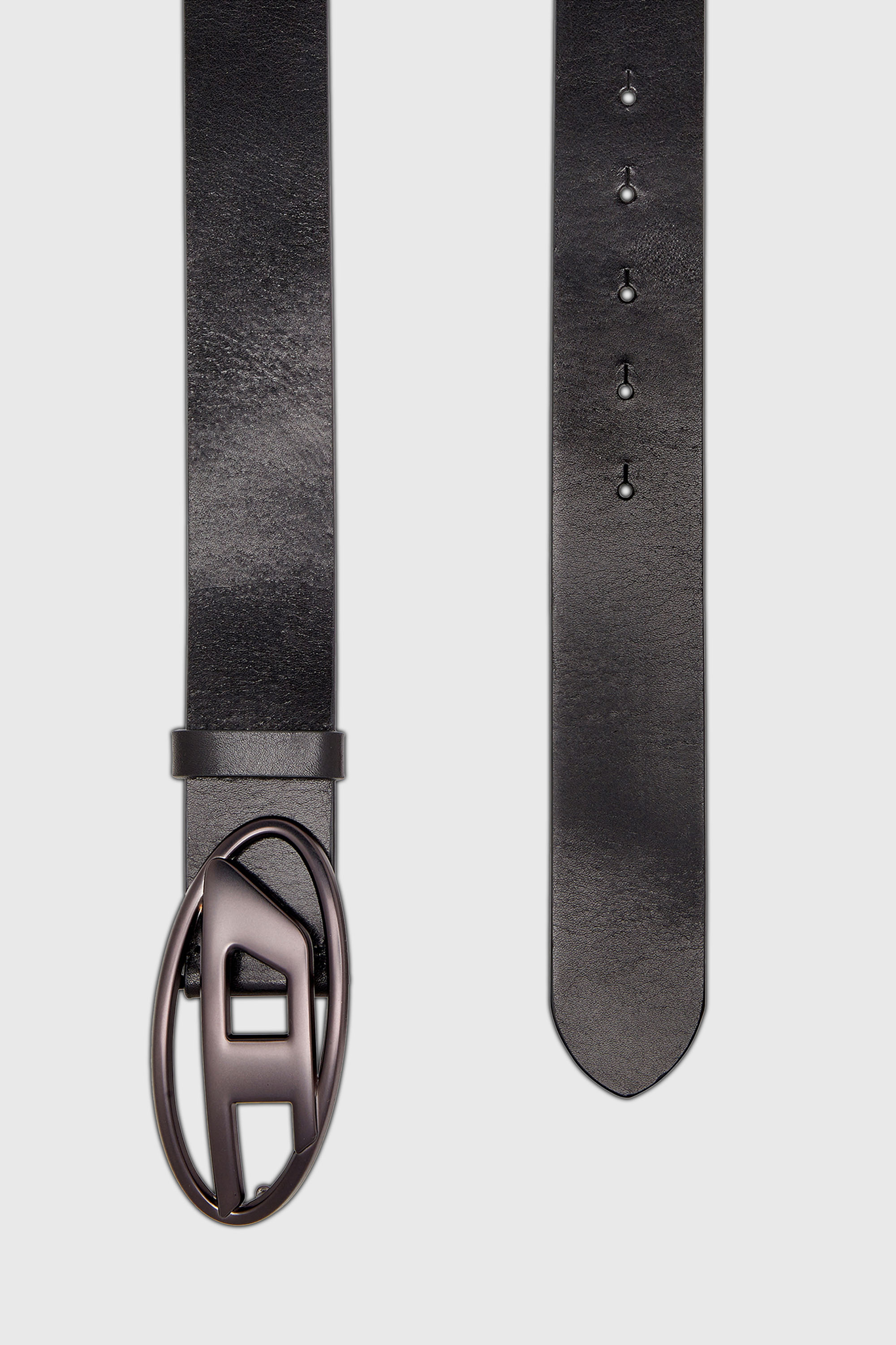 Diesel - B-1DR, Unisex's 3.9cm leather belt with metallic Oval D buckle in Black - 2