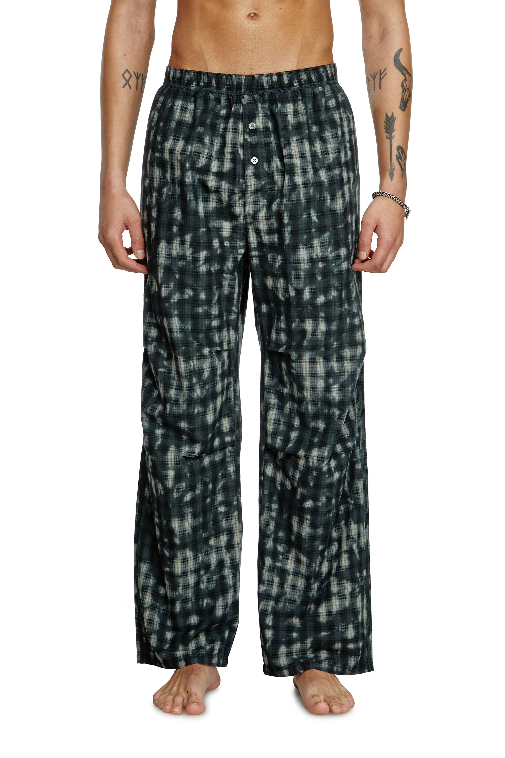 Diesel - VINCE-UTLT, Unisex's Pyjama bottoms with check print in Dark Green - 2