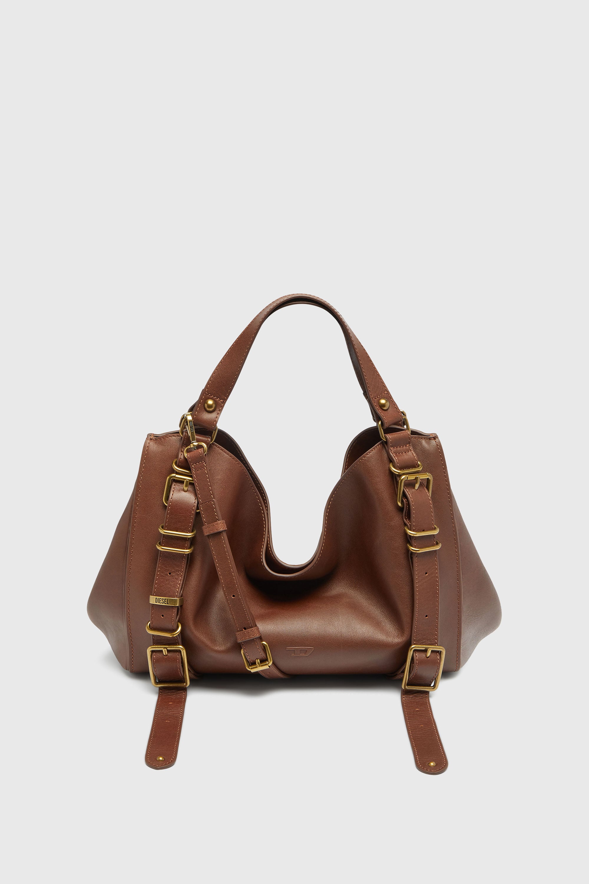 Diesel - D-ONE TOPHANDLE M, Unisex's D-One-Medium top-handle bag in treated leather in Brown - 1