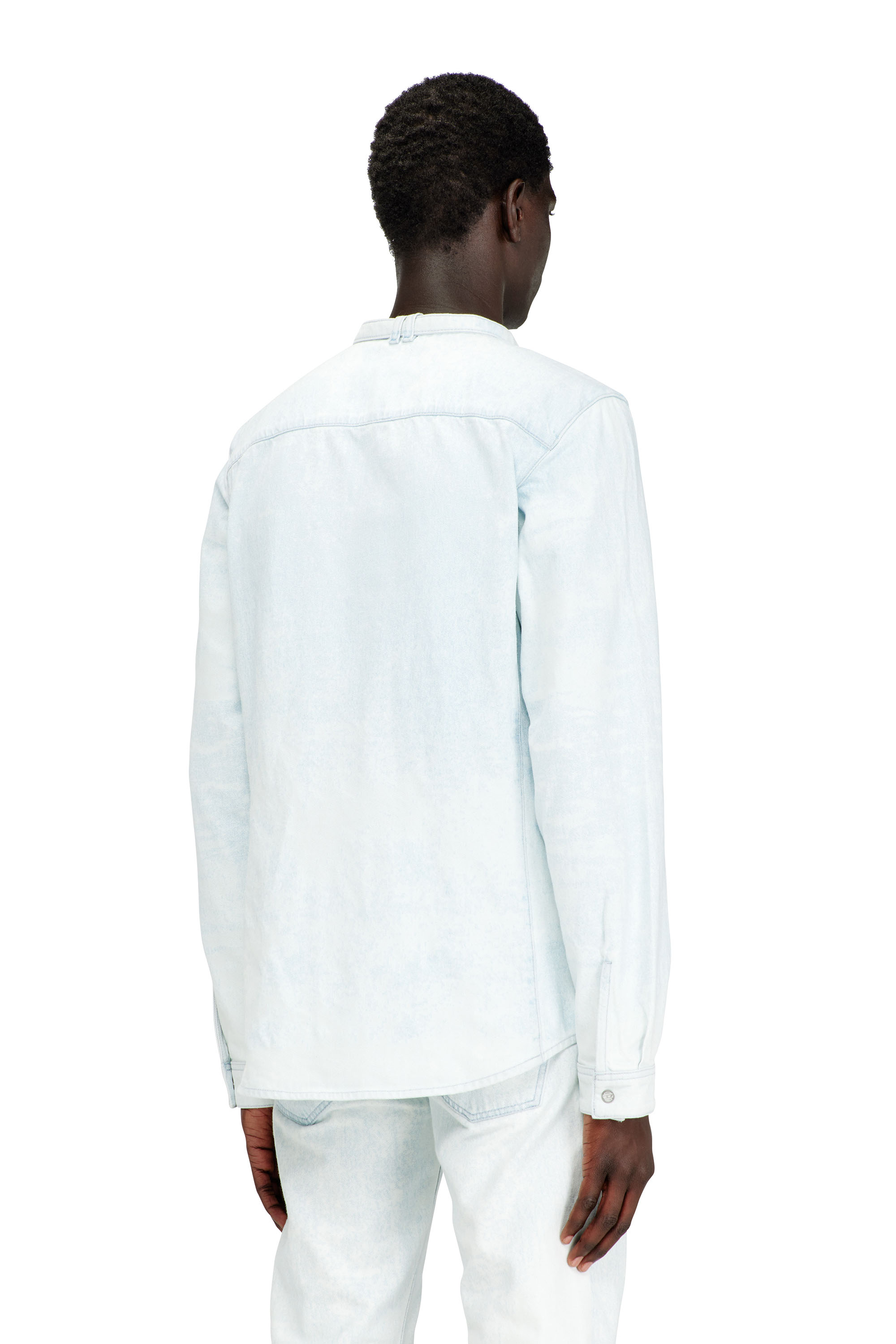 Diesel - D-TYLLAR-FSI, Man's Shirt in ice-blue satin denim in Light Blue - 4