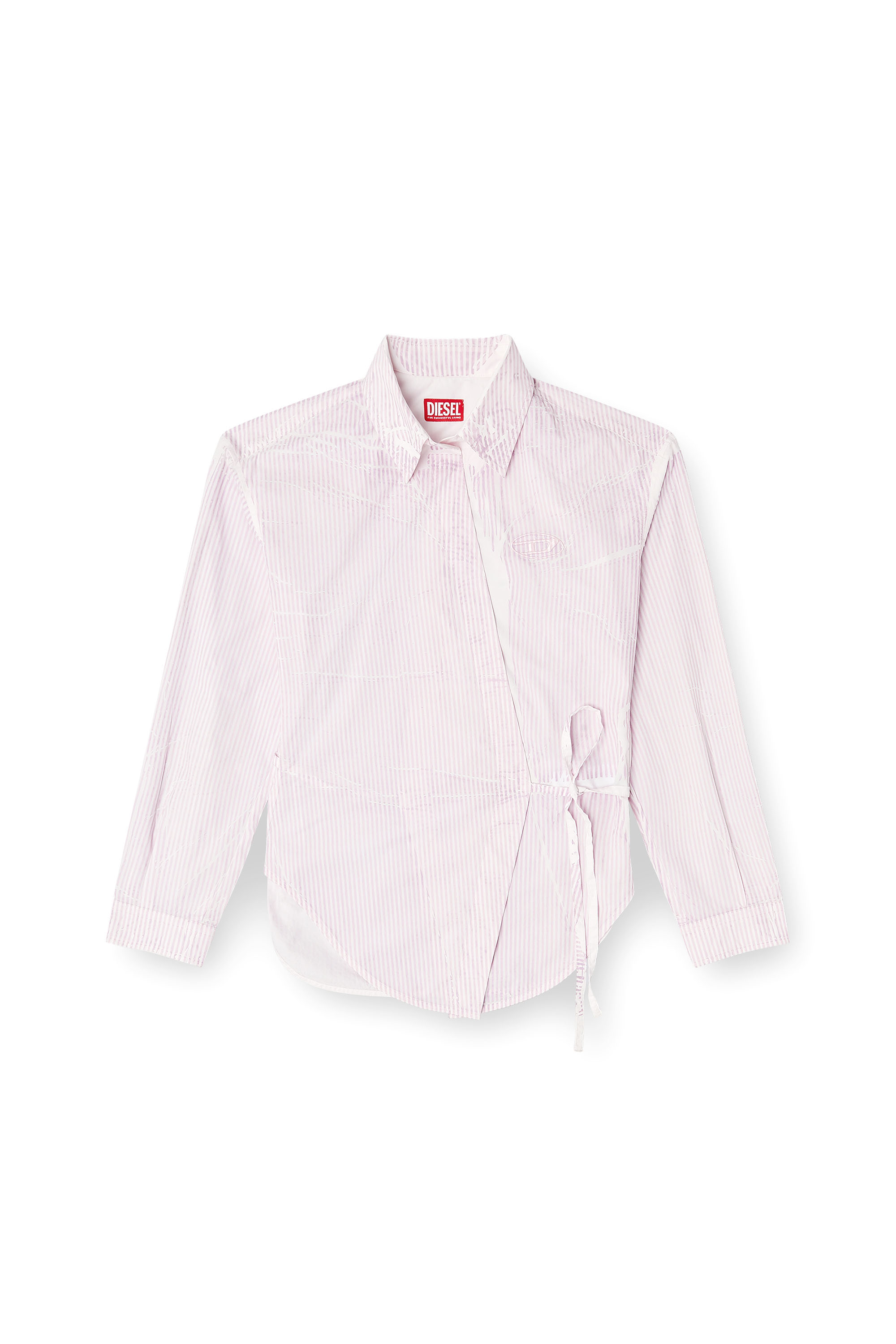 Diesel - C-DELPHOS-S2, Woman's Poplin wrap-around shirt with pinstripes in Face Powder - 3