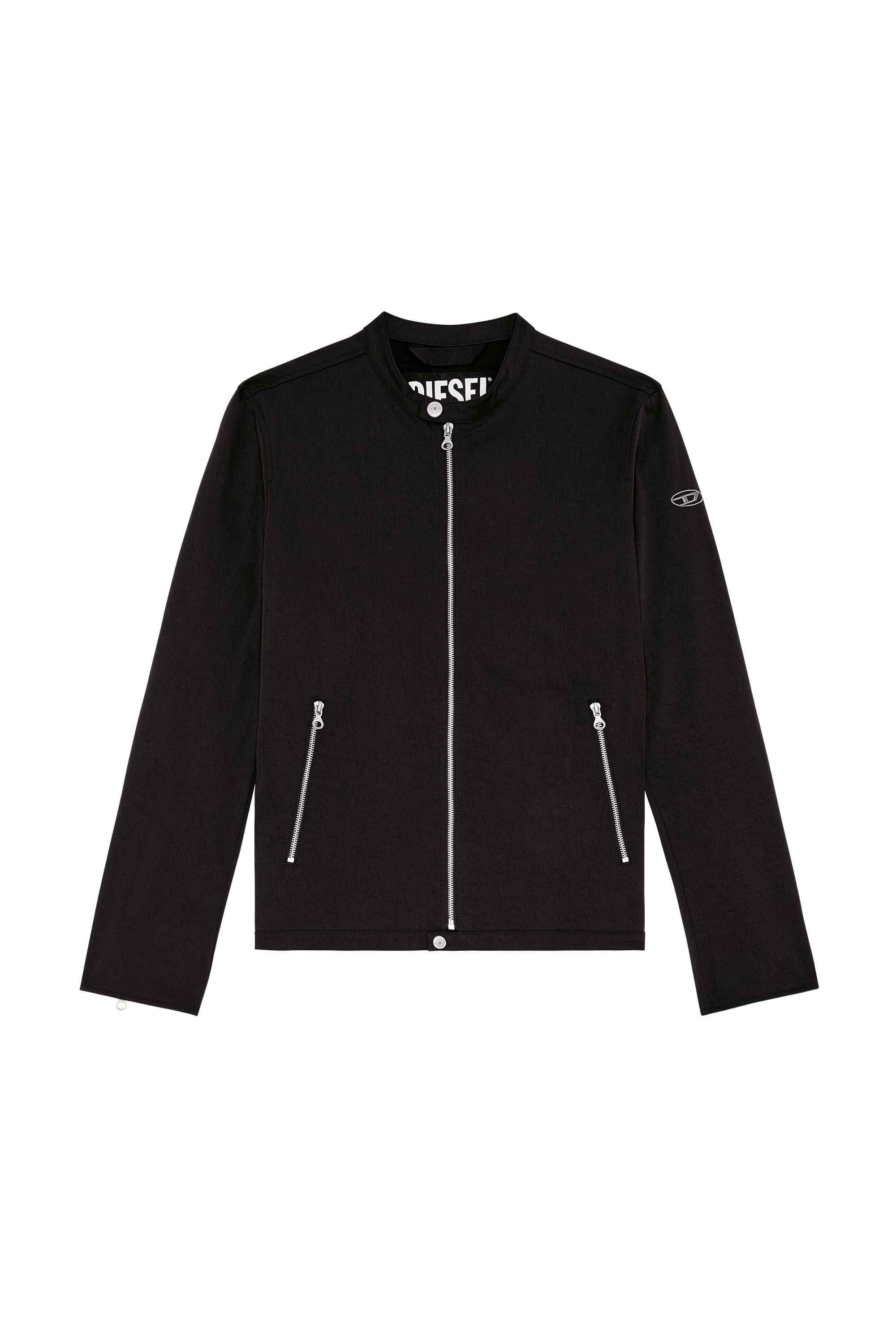 Diesel - J-GLORY-NW, Man Biker jacket in cotton-touch nylon in Black - Image 3