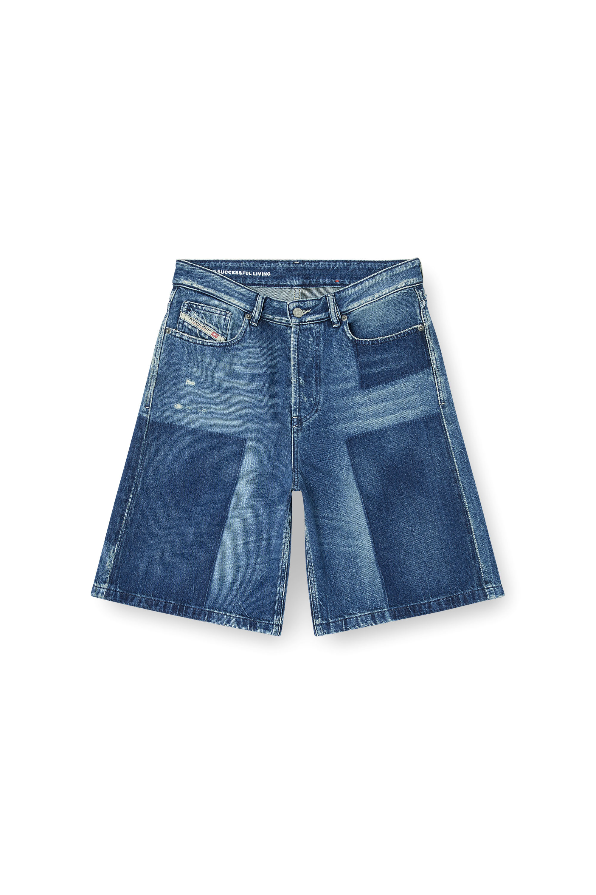 Diesel - DE-SIRE-SHORT, Woman's Shorts in contrast-effect denim in Medium blue - 2