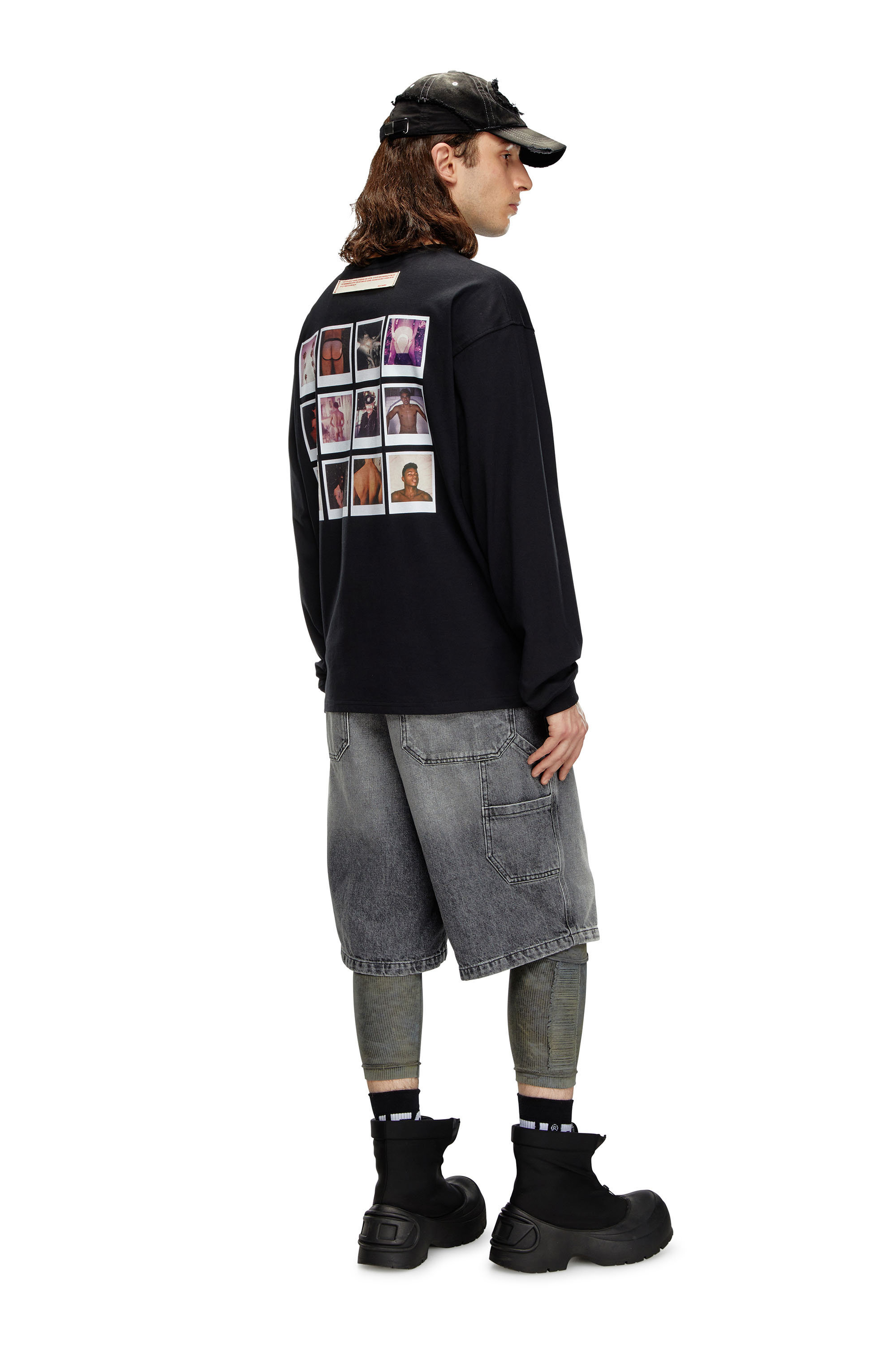 Diesel - PR-T-BOXT-LS-SS, Unisex's Long-sleeve T-shirt with polaroid patches in Black - 1