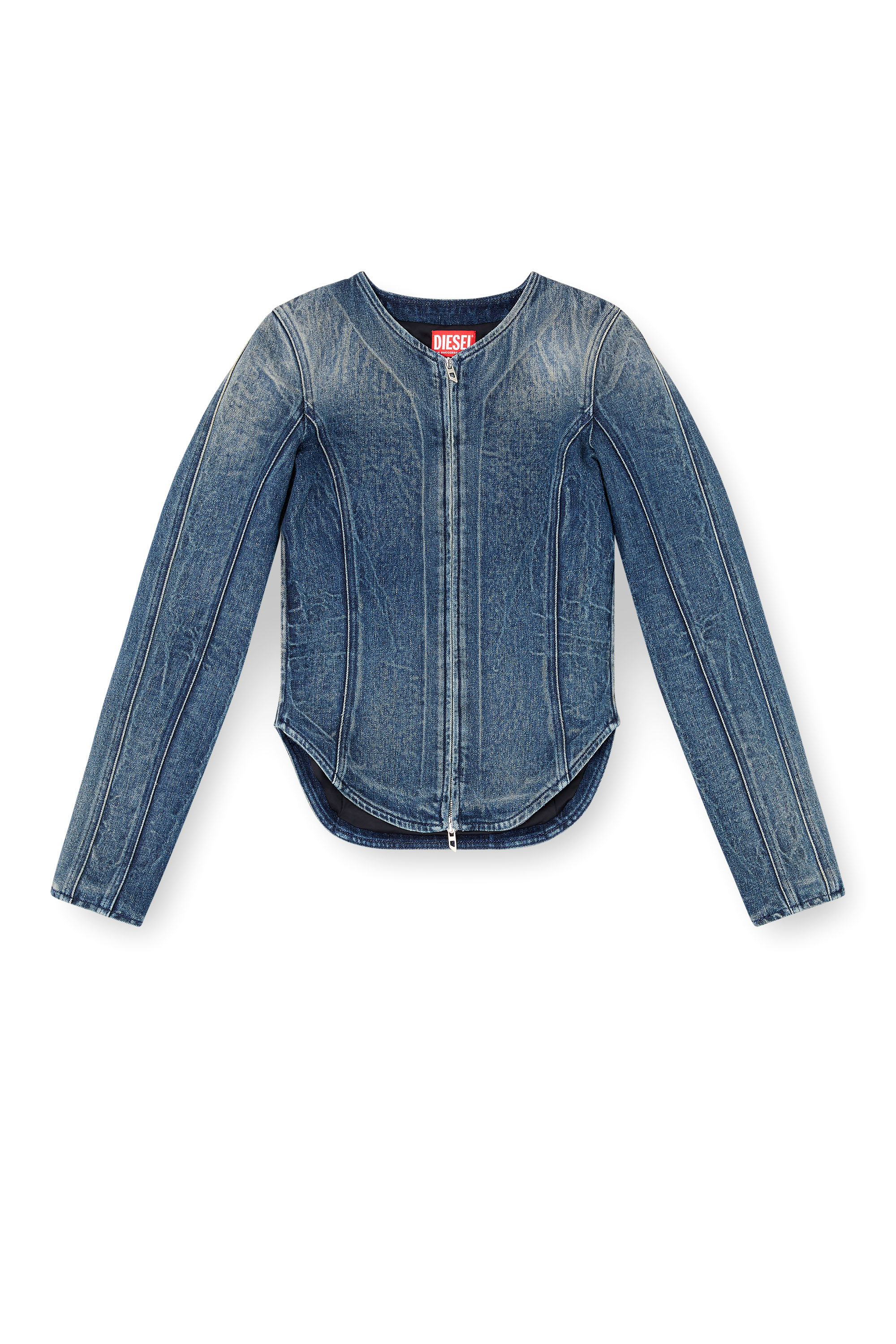 Diesel - DE-GARY-FSG, Woman's Jacket in Ghost Embossed denim in Dark Blue - 3