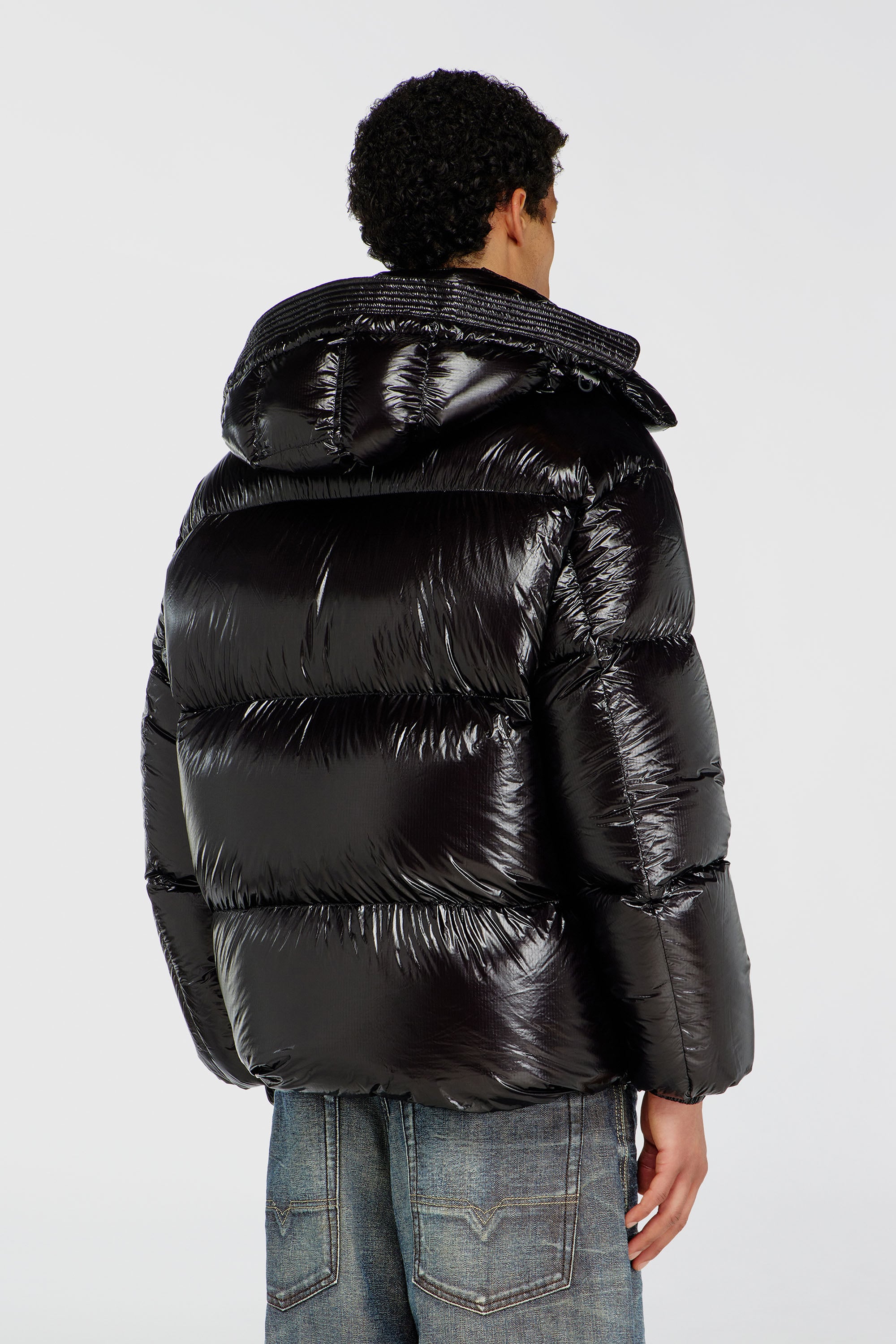 Diesel - W-ROLFYS-WRD-BKCP, Man's Down puffer jacket with detachable hood in Black - 4