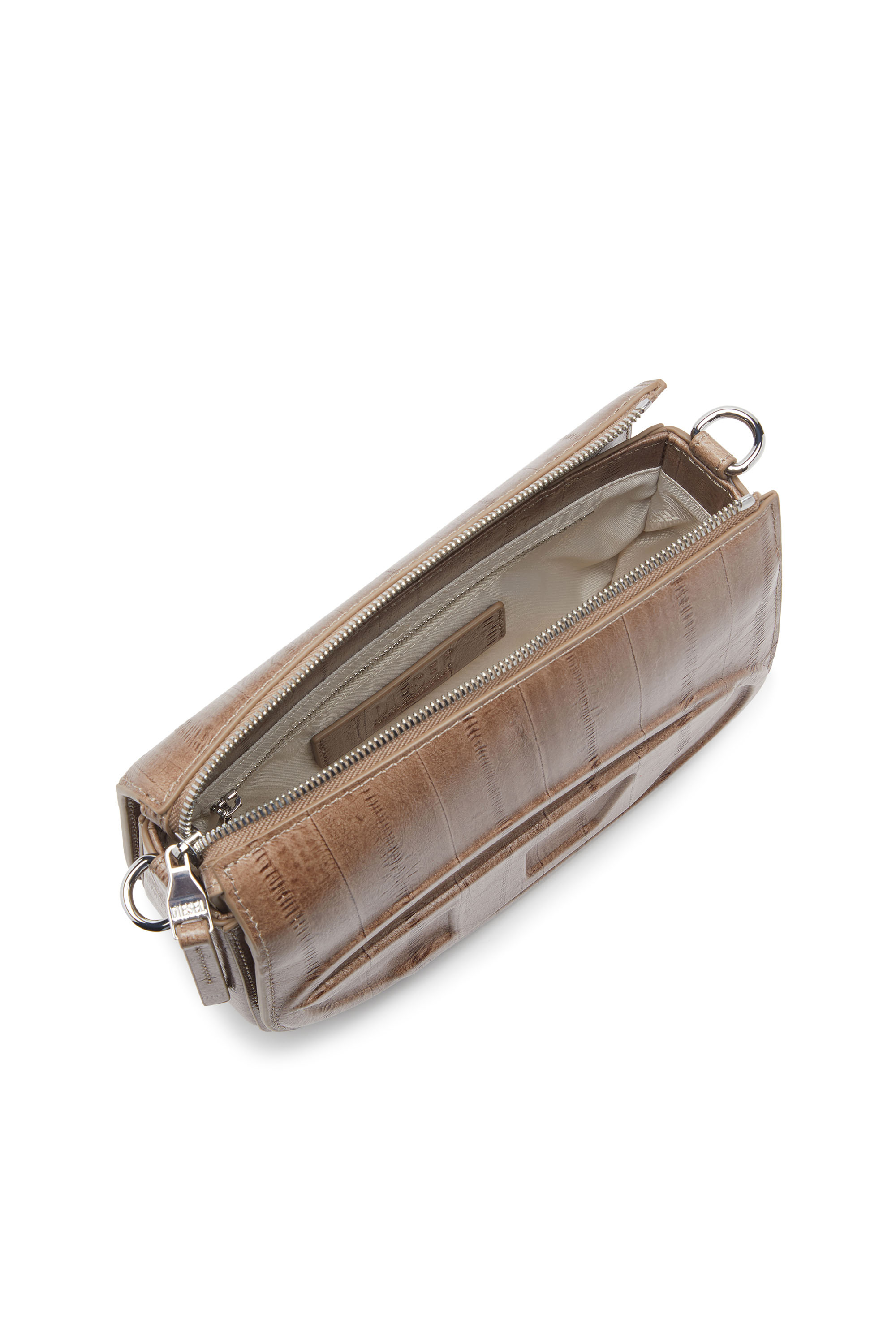 Diesel - 1DR CAMERA BAG, Unisex's 1DR-Camera bag in eel-effect leather in Light Brown - 3