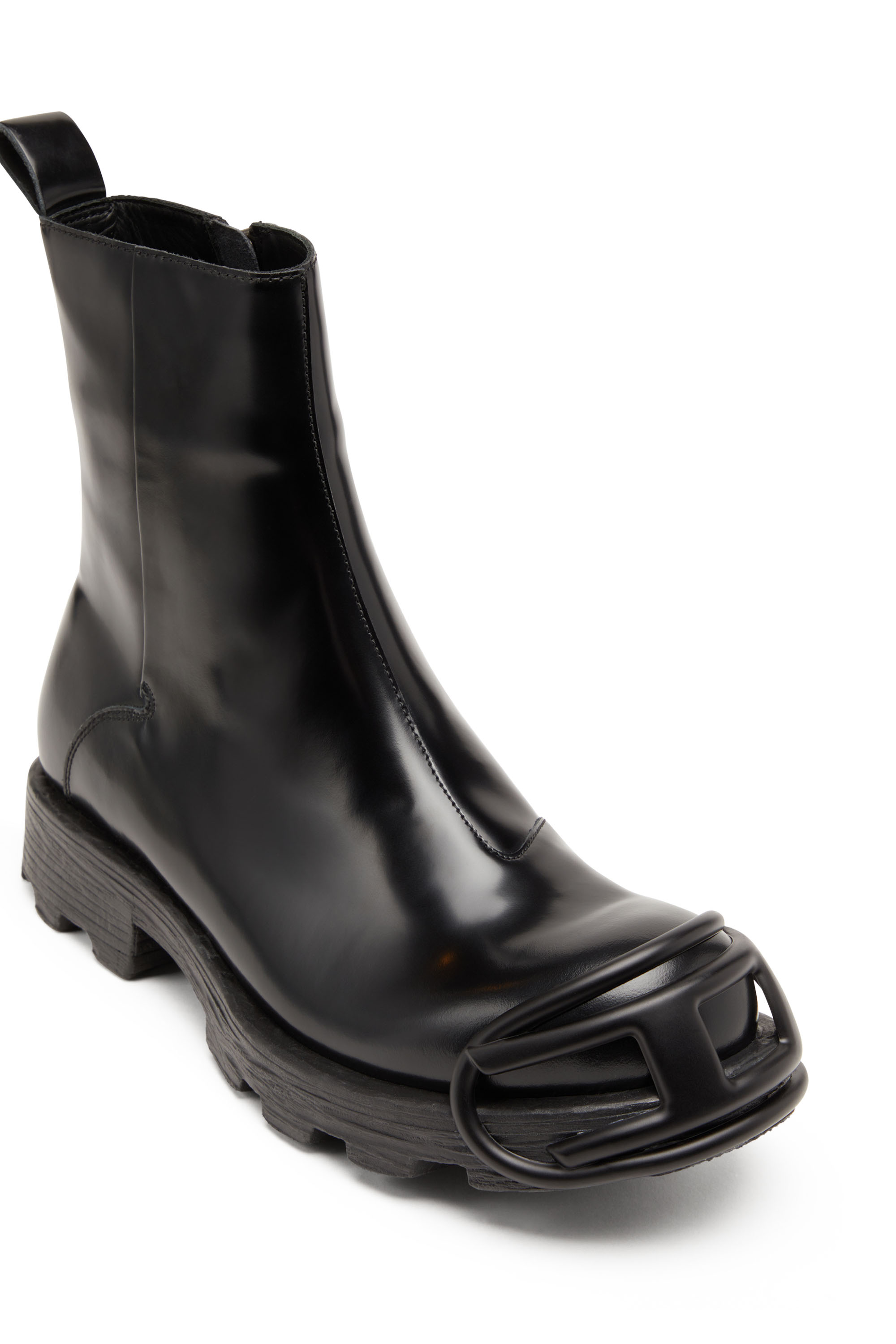 Diesel - D-HAMMER BT ZIP D, Man D-Hammer-Leather Chelsea boots with Oval D toe caps in Black - Image 7